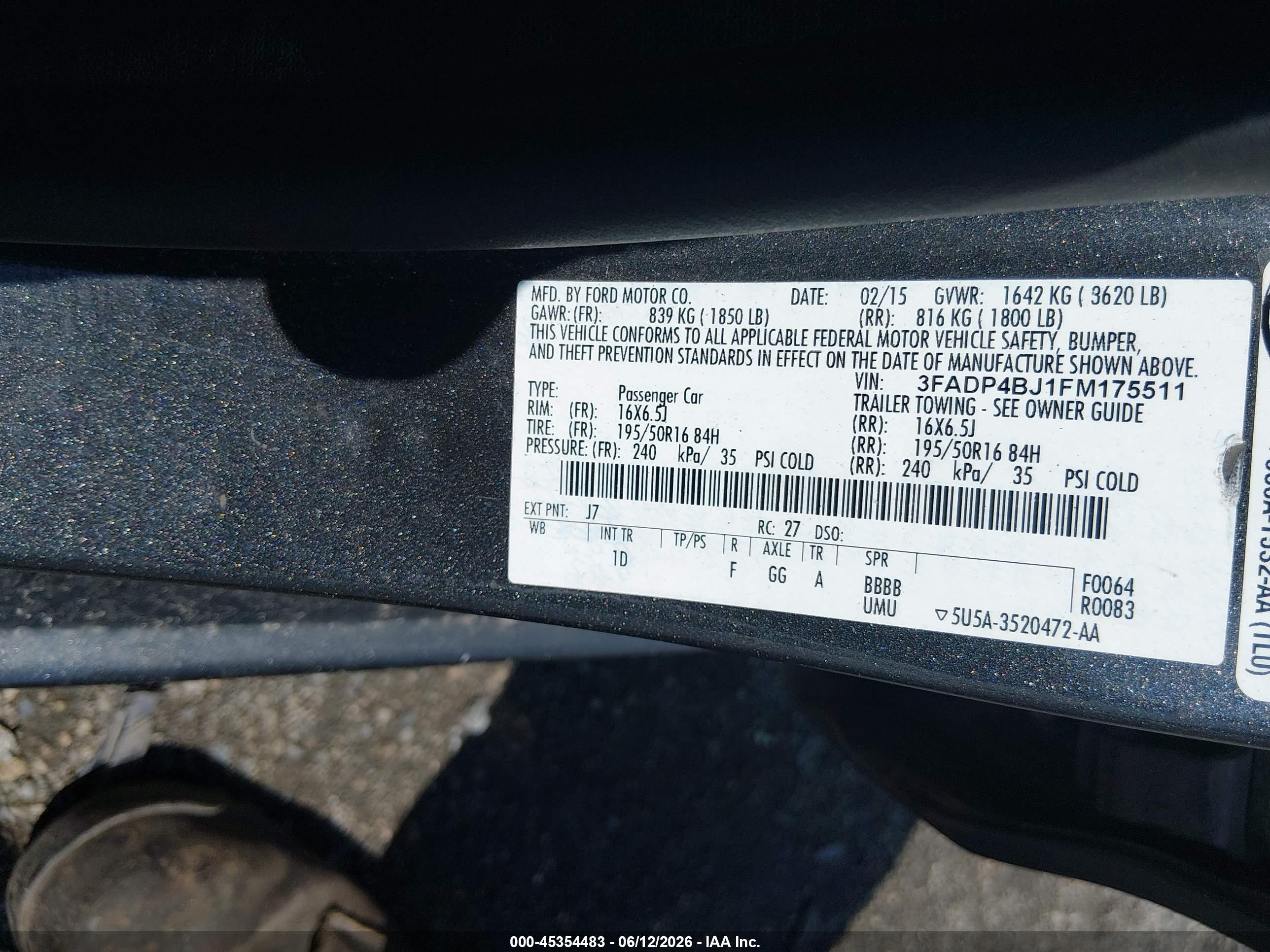 2015 Ford Fiesta Se Gray vin: 3FADP4BJ1FM175511