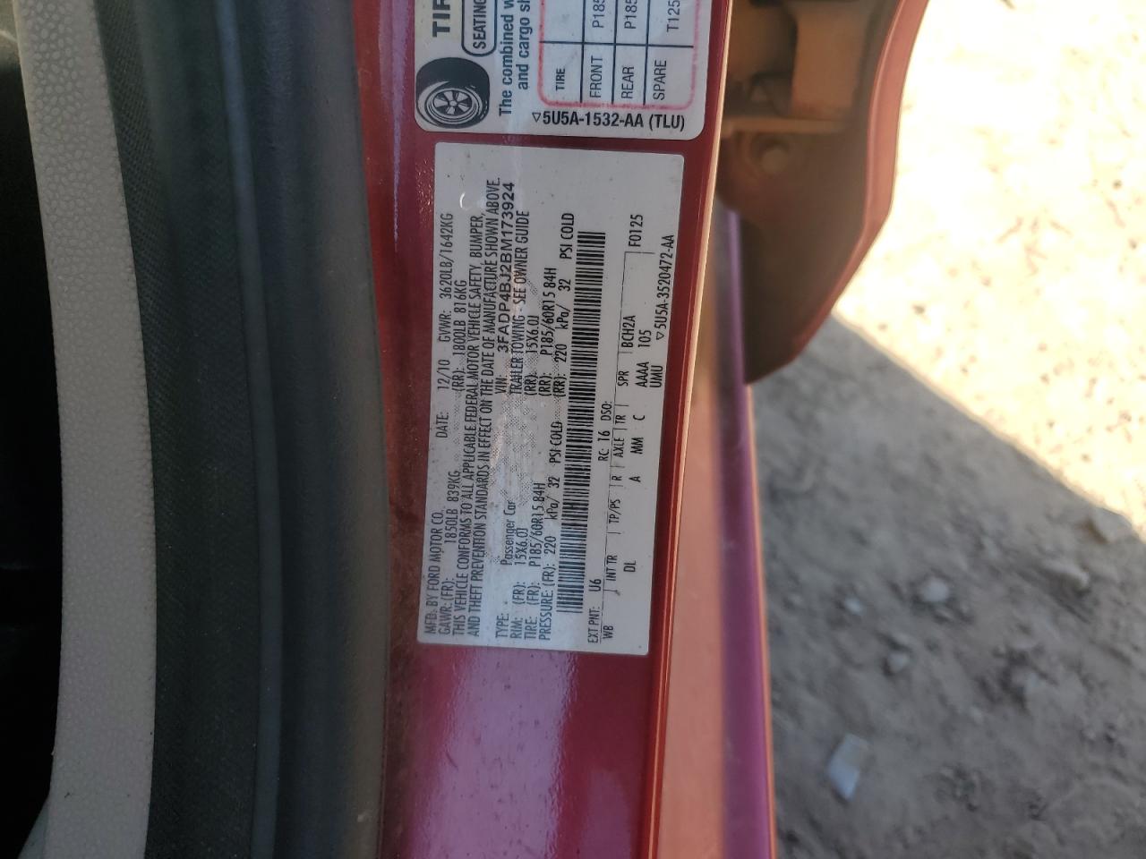 2011 Ford Fiesta Se Red vin: 3FADP4BJ2BM173924