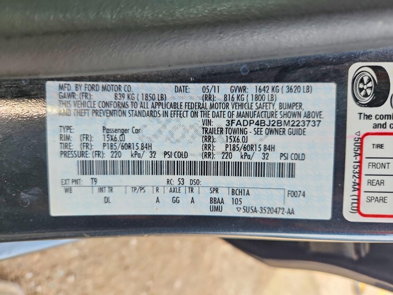 2011 Ford Fiesta Se Blue vin: 3FADP4BJ2BM223737