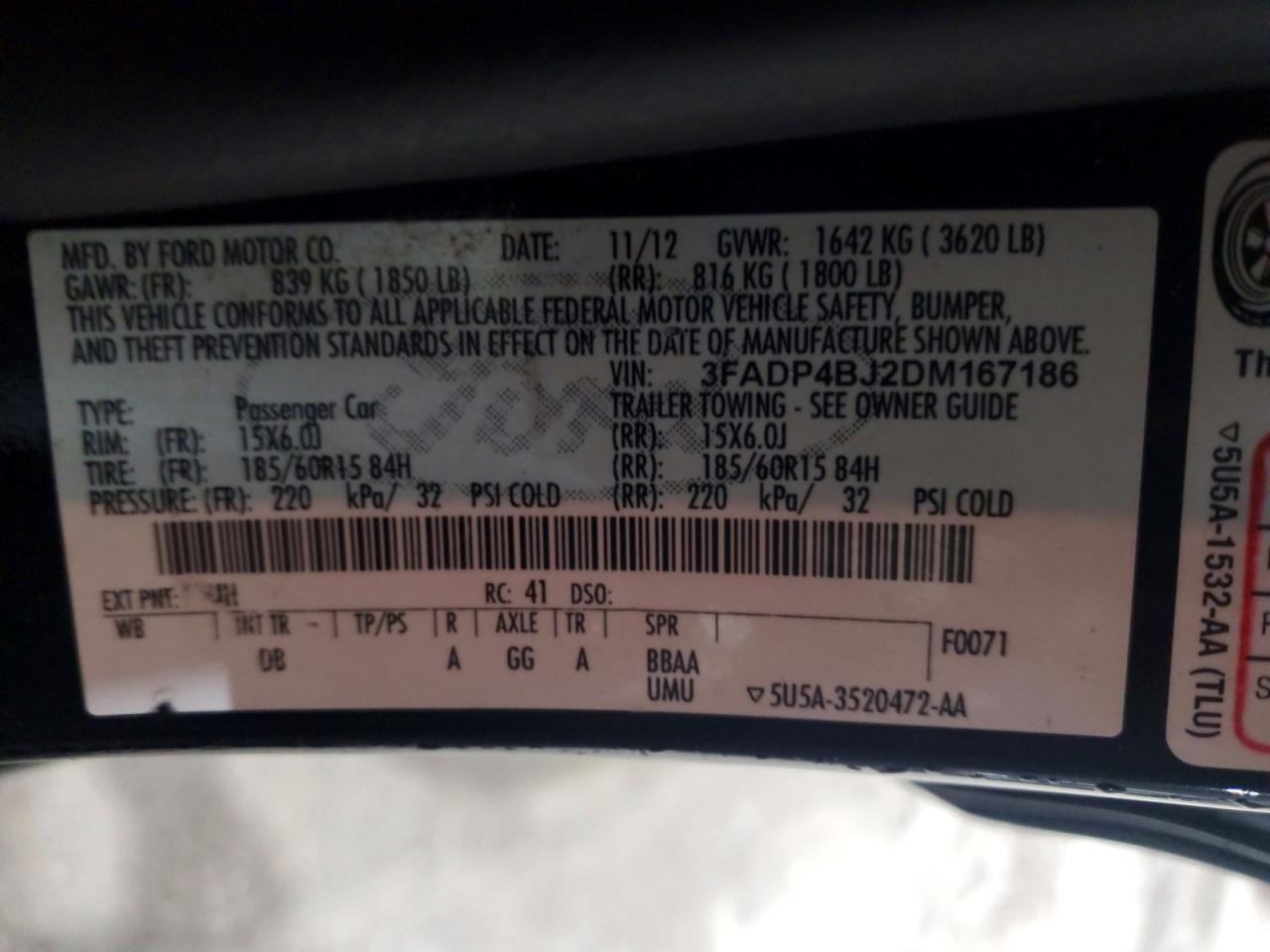 2013 Ford Fiesta Se Black vin: 3FADP4BJ2DM167186