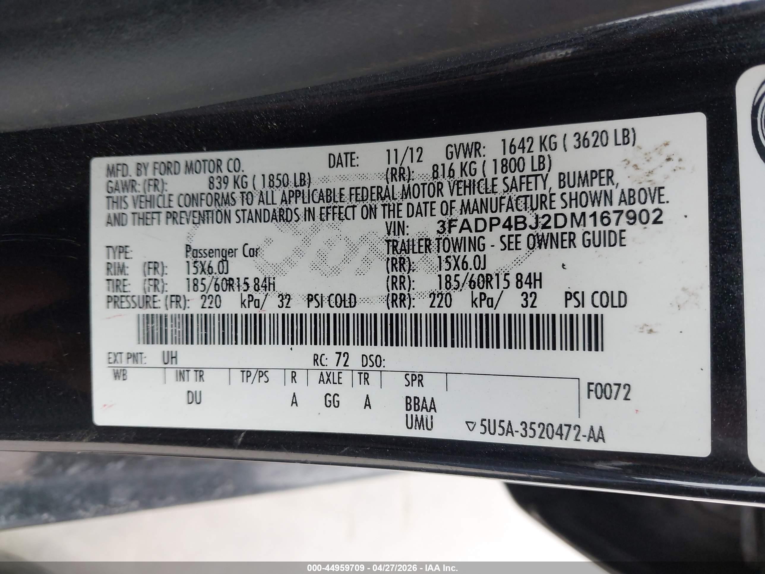 2013 Ford Fiesta Se Black vin: 3FADP4BJ2DM167902