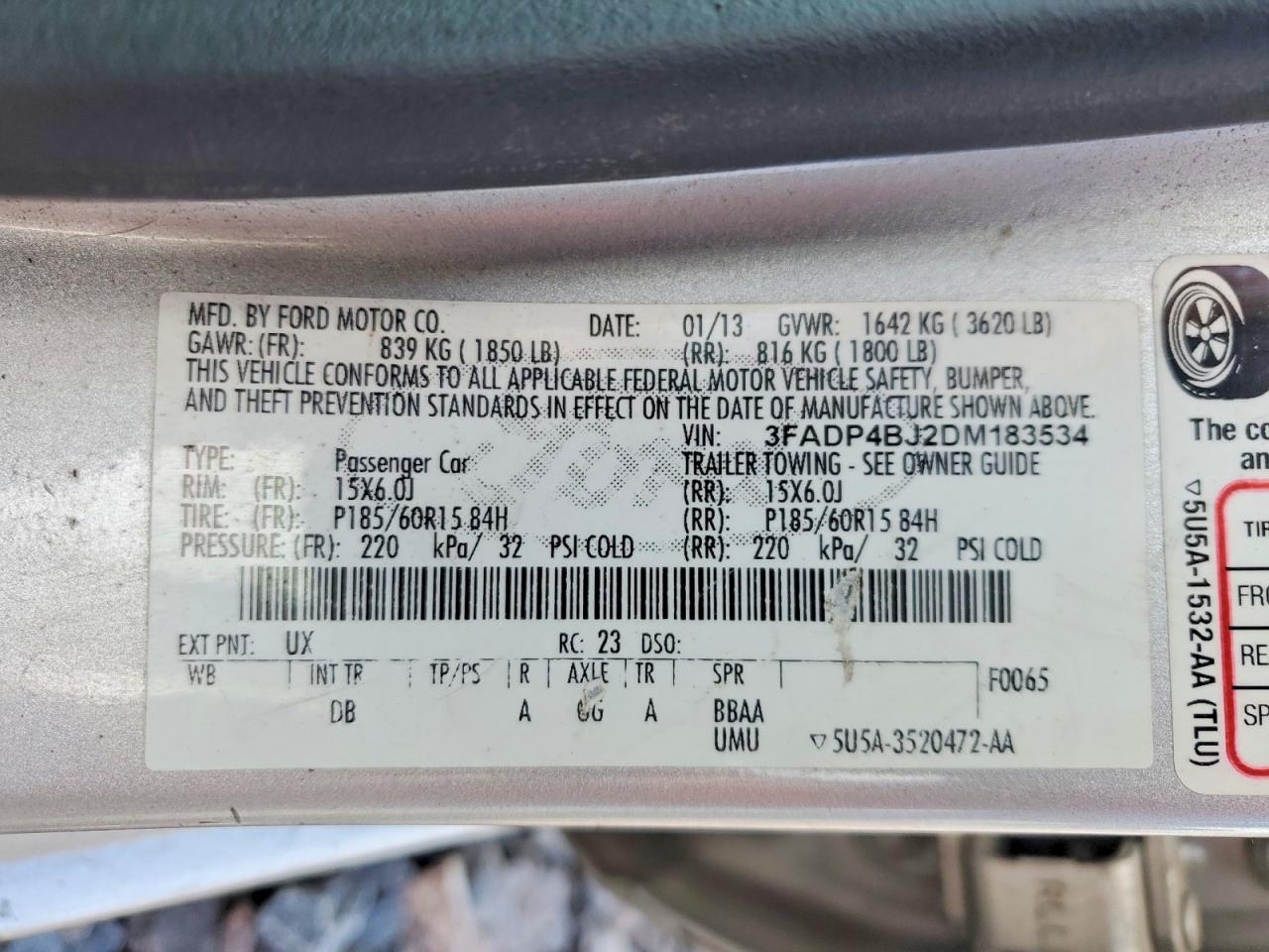 2013 Ford Fiesta Se Silver vin: 3FADP4BJ2DM183534