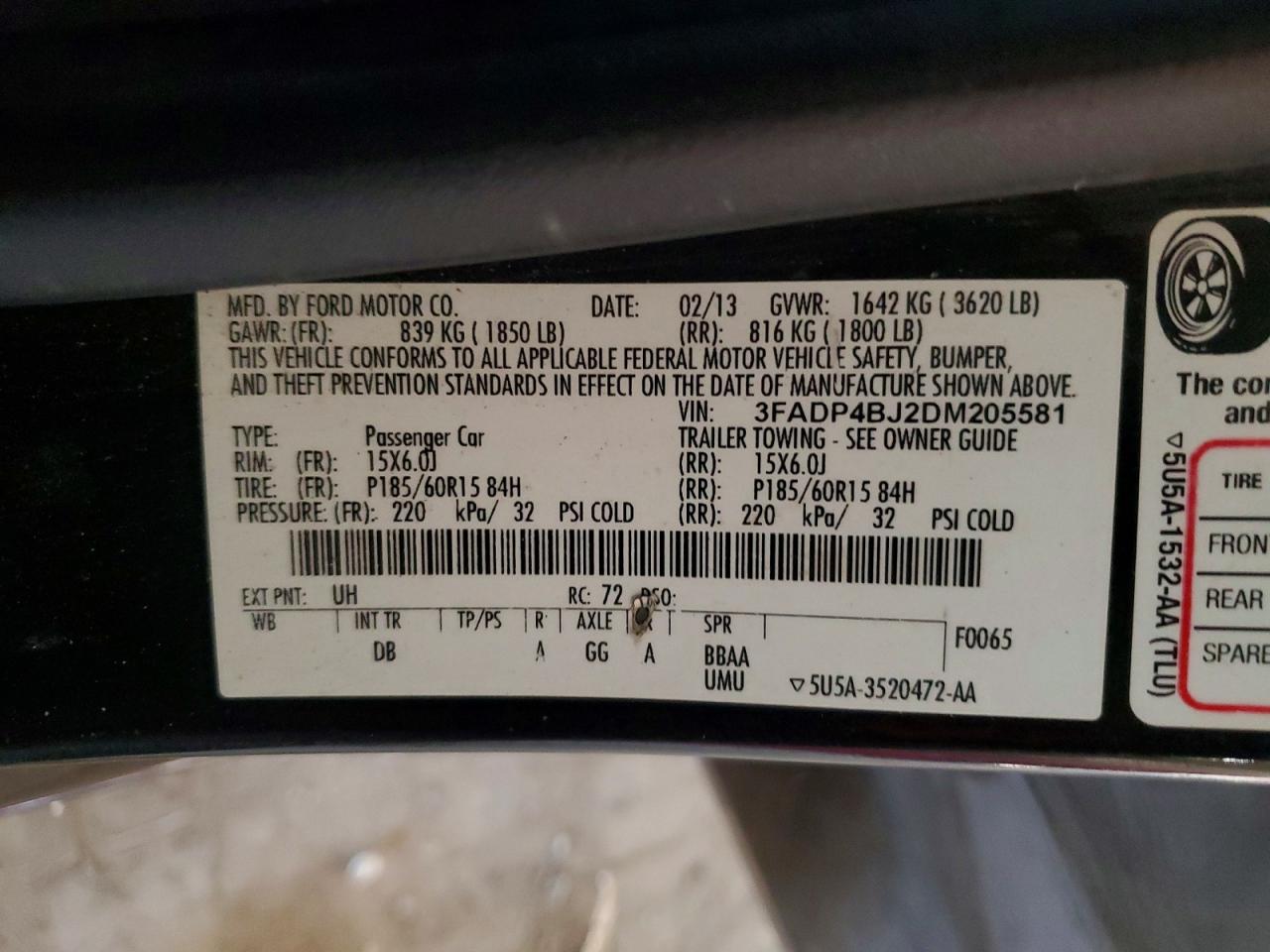 2013 Ford Fiesta Se Black vin: 3FADP4BJ2DM205581