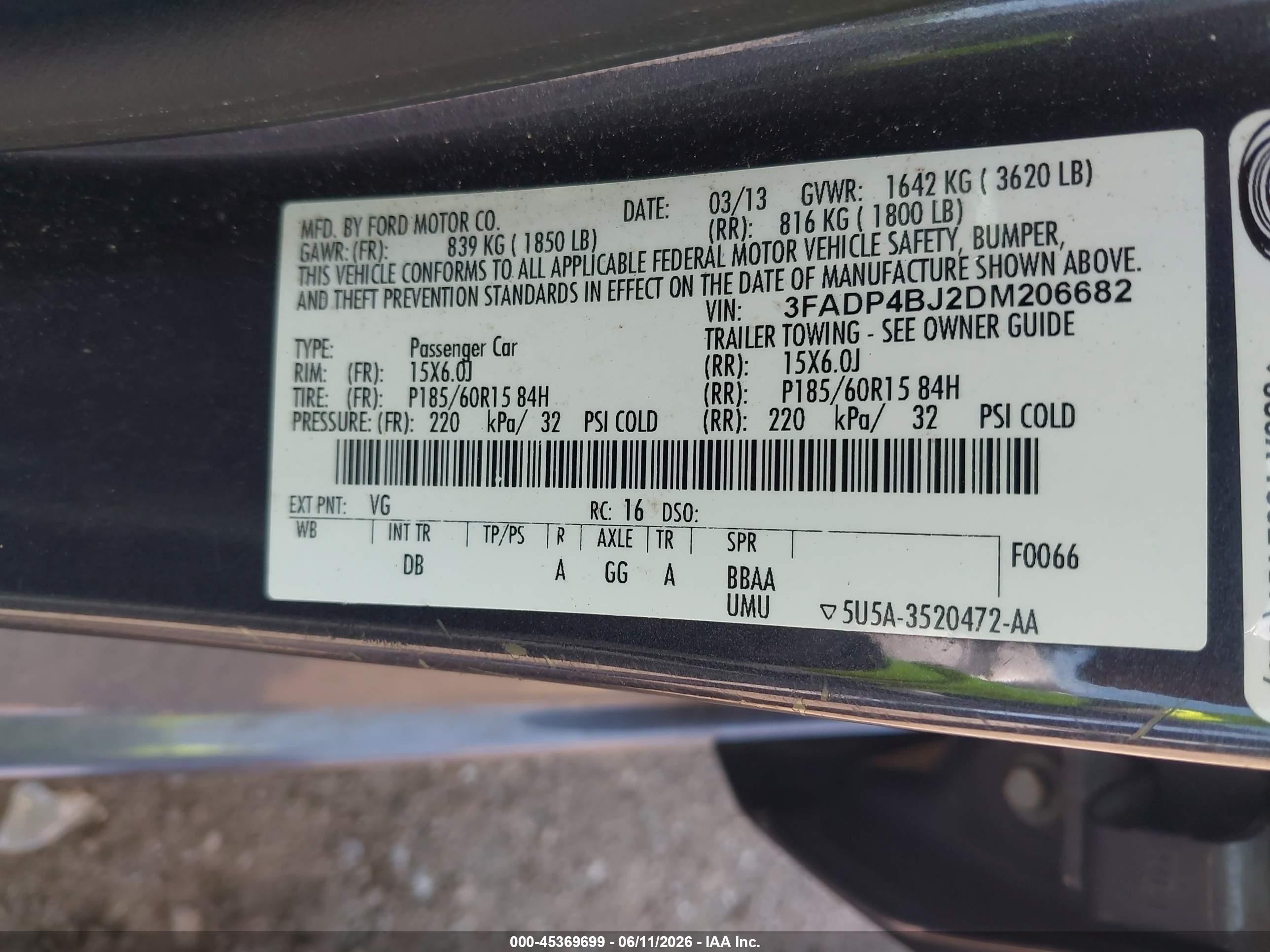 2013 Ford Fiesta Se Gray vin: 3FADP4BJ2DM206682