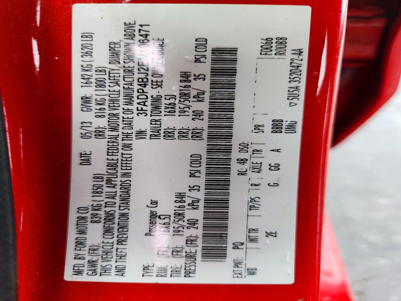 2014 Ford Fiesta Se Red vin: 3FADP4BJ2EM106471