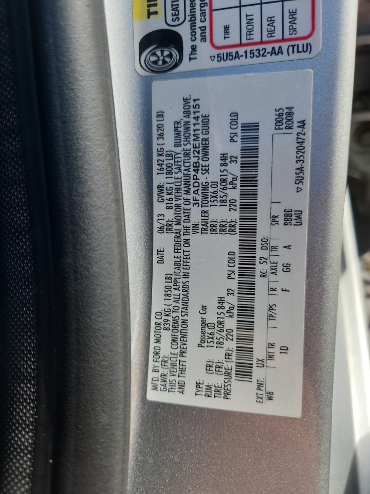 2014 Ford Fiesta Se Silver vin: 3FADP4BJ2EM114151