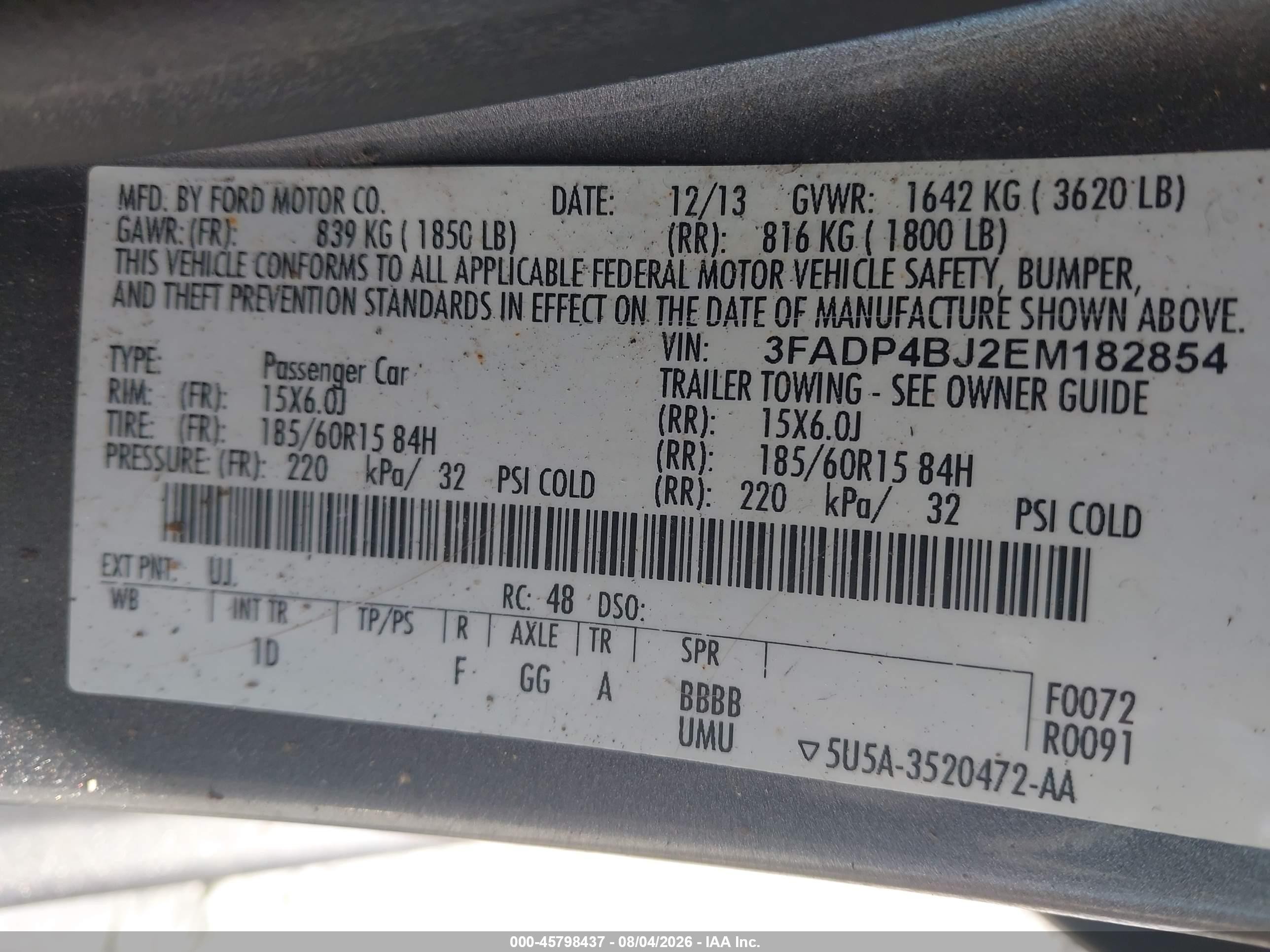 2014 Ford Fiesta Se Gray vin: 3FADP4BJ2EM182854