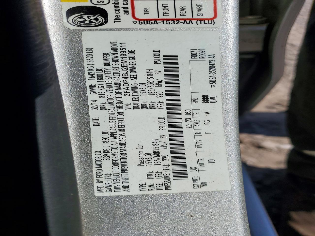 2014 Ford Fiesta Se Silver vin: 3FADP4BJ2EM199511