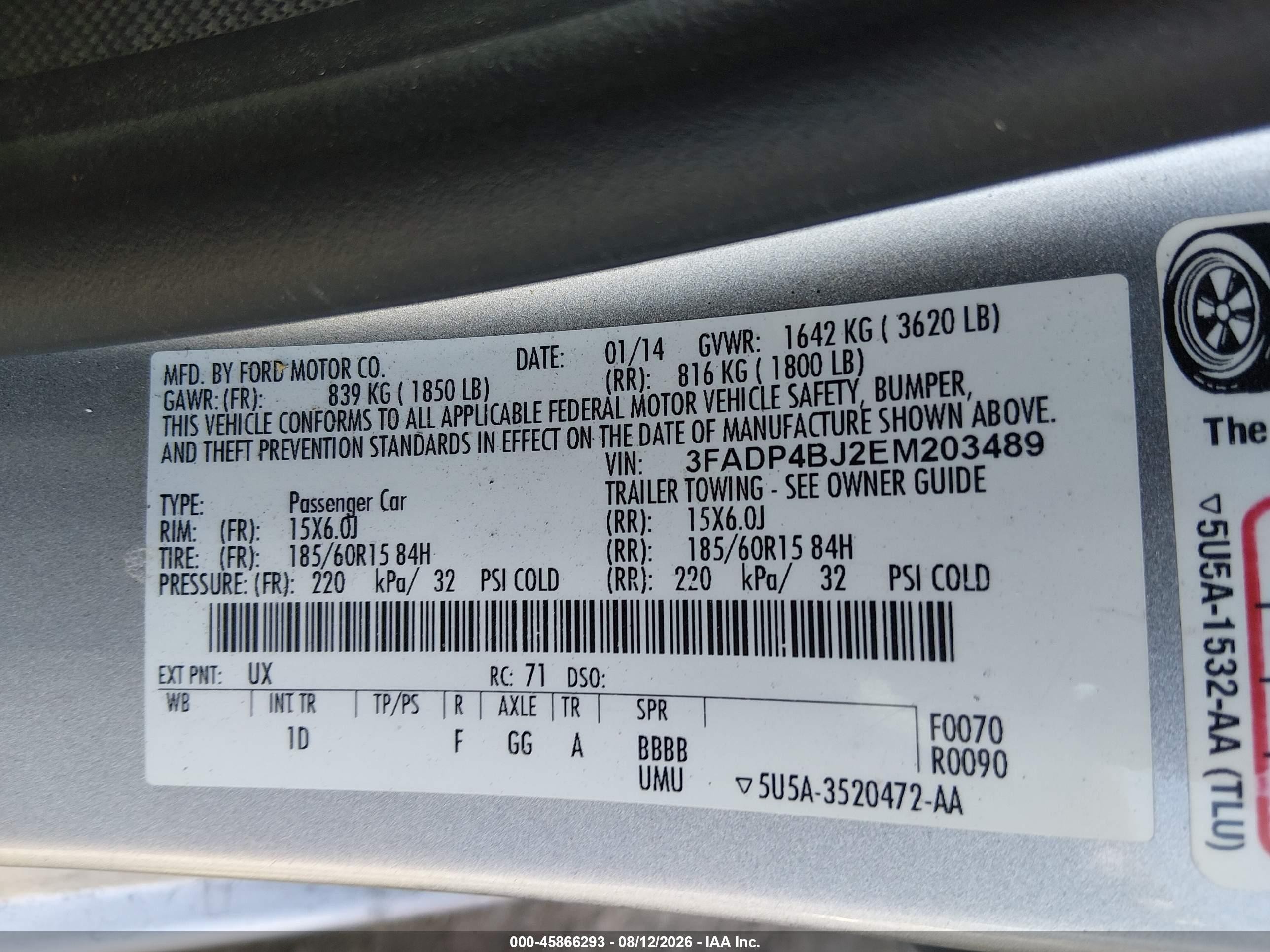 2014 Ford Fiesta Se Silver vin: 3FADP4BJ2EM203489