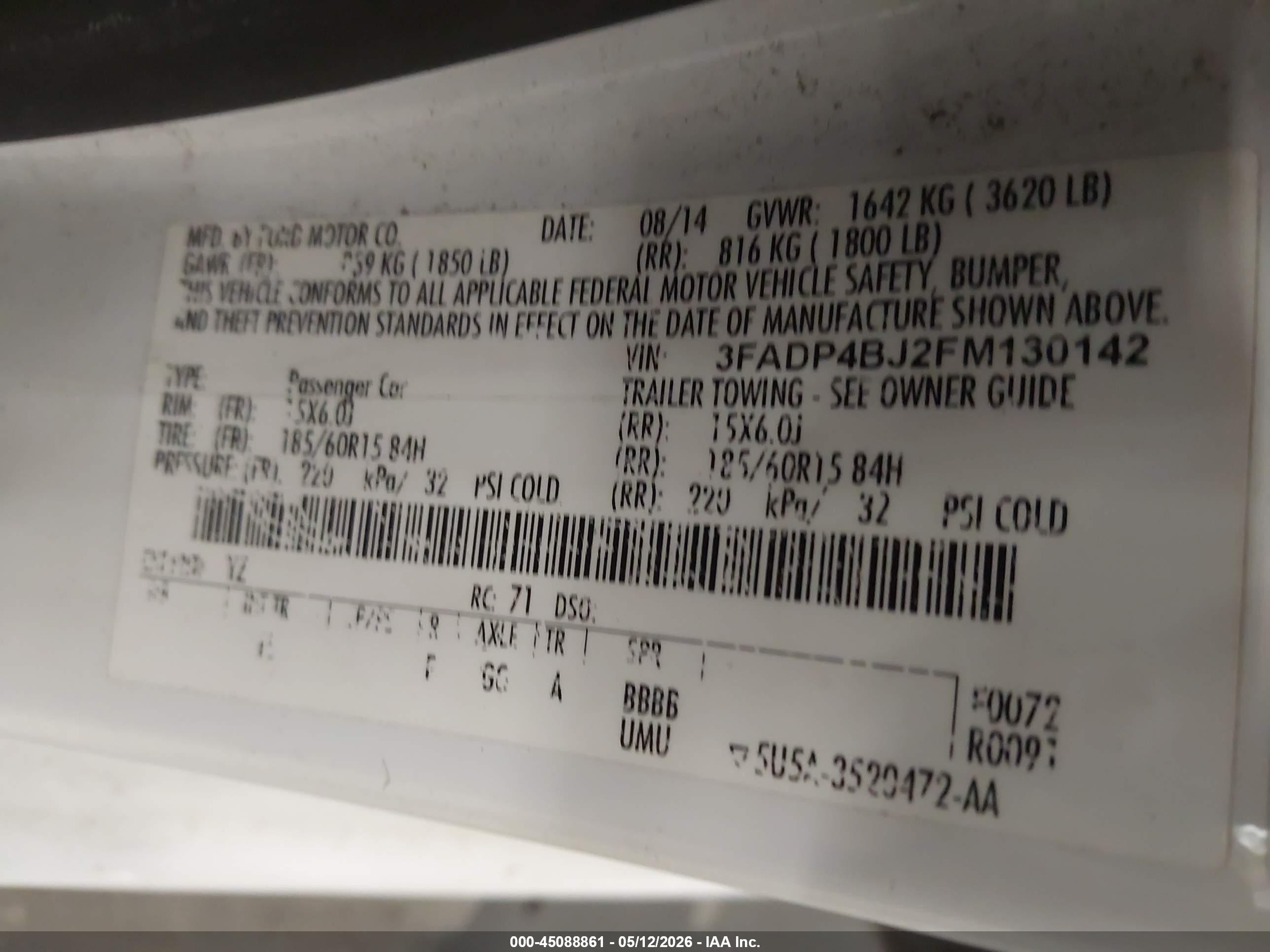 2015 Ford Fiesta Se Белый vin: 3FADP4BJ2FM130142