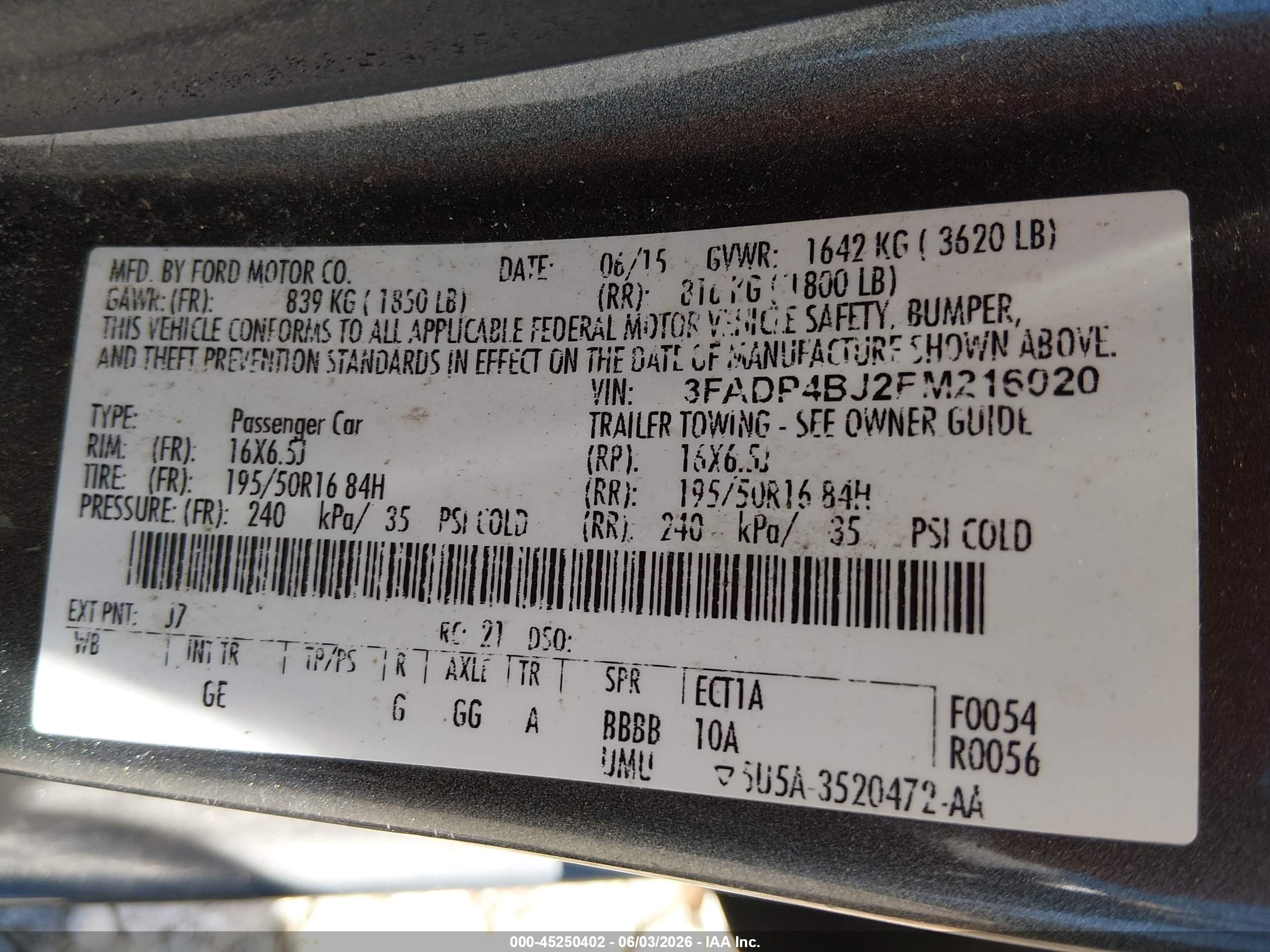 2015 Ford Fiesta Se Gray vin: 3FADP4BJ2FM216020