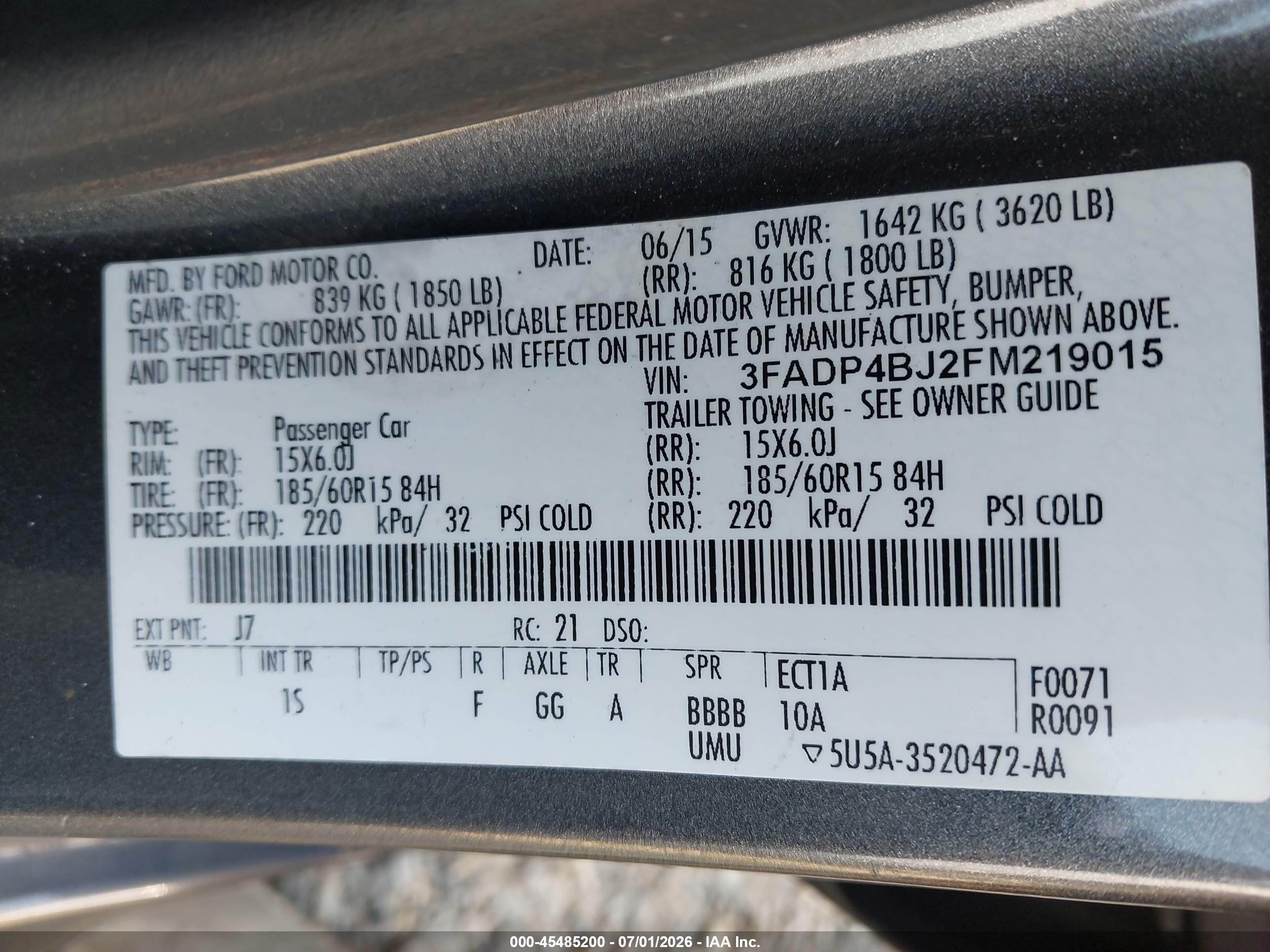 2015 Ford Fiesta Se Gray vin: 3FADP4BJ2FM219015