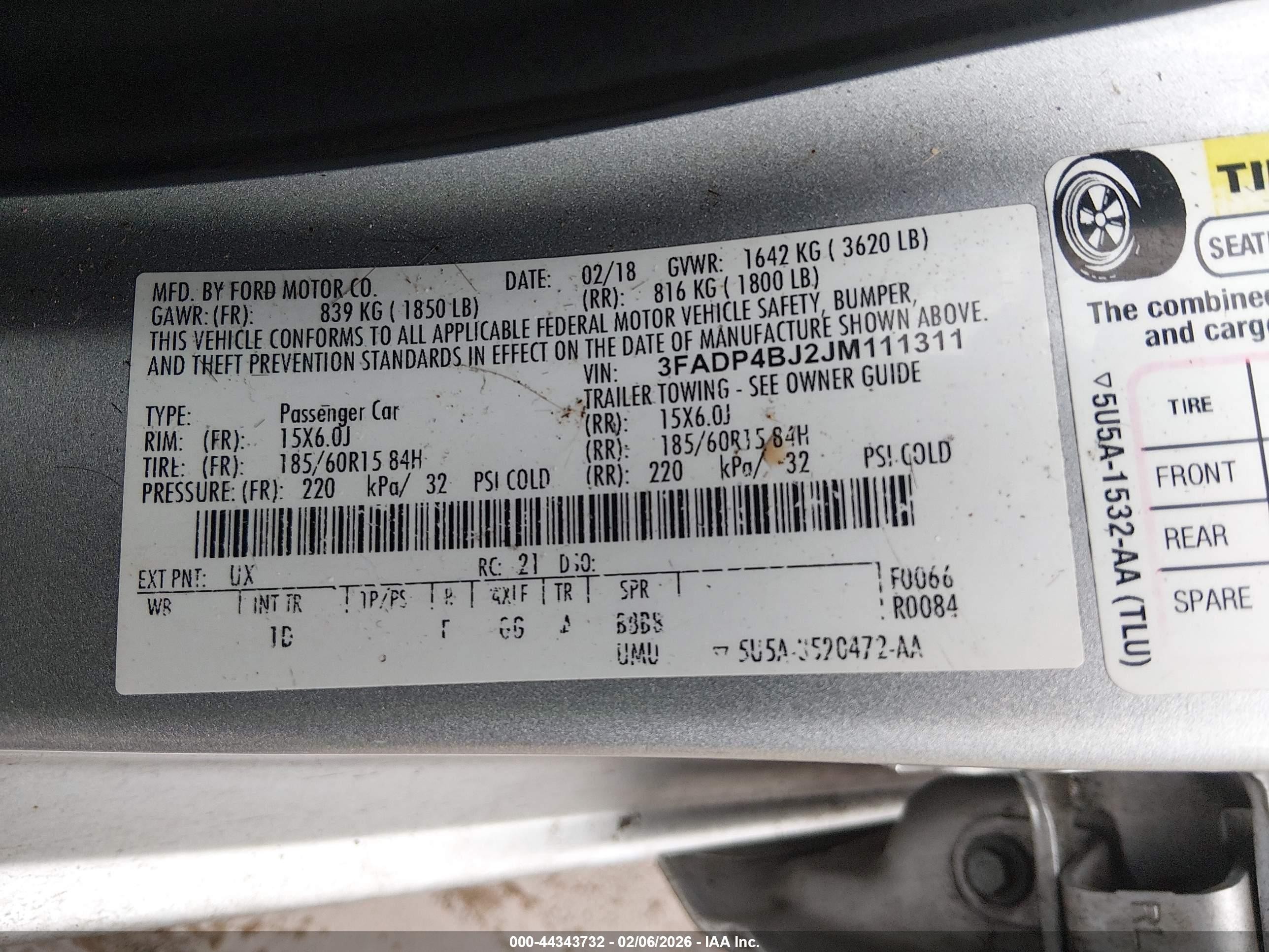 2018 Ford Fiesta Se Silver vin: 3FADP4BJ2JM111311