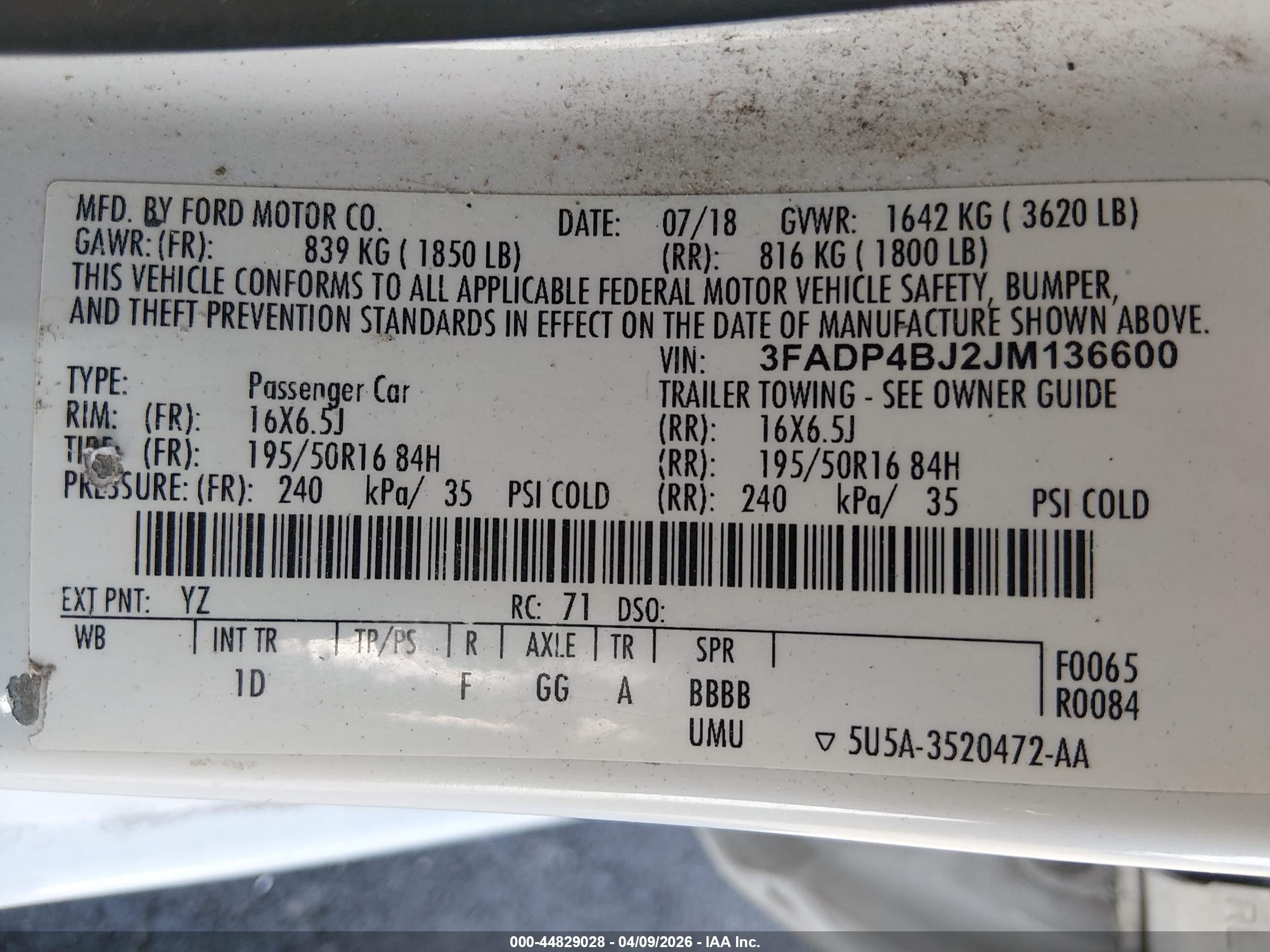 2018 Ford Fiesta Se White vin: 3FADP4BJ2JM136600
