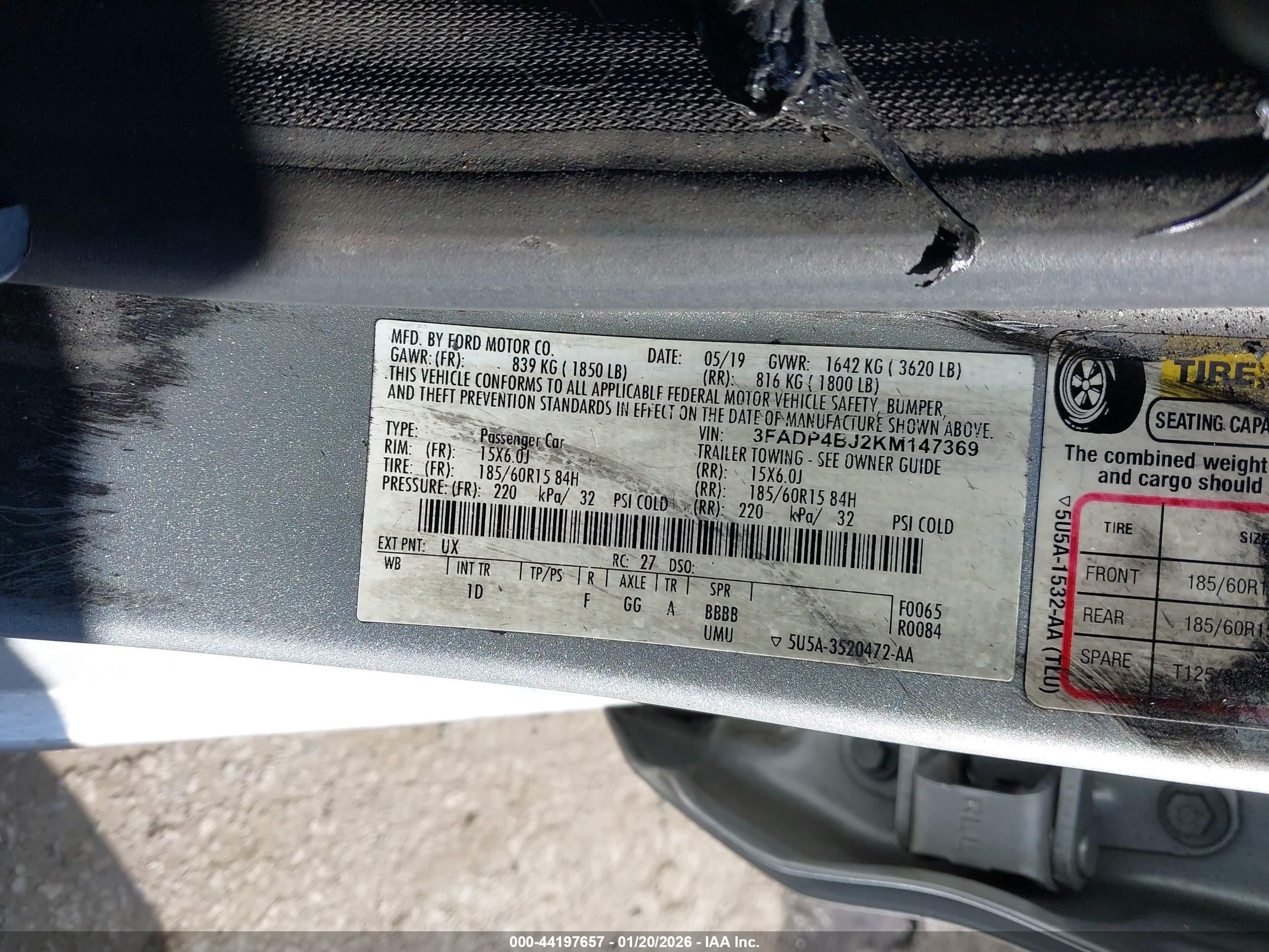 2019 Ford Fiesta Se Silver vin: 3FADP4BJ2KM147369