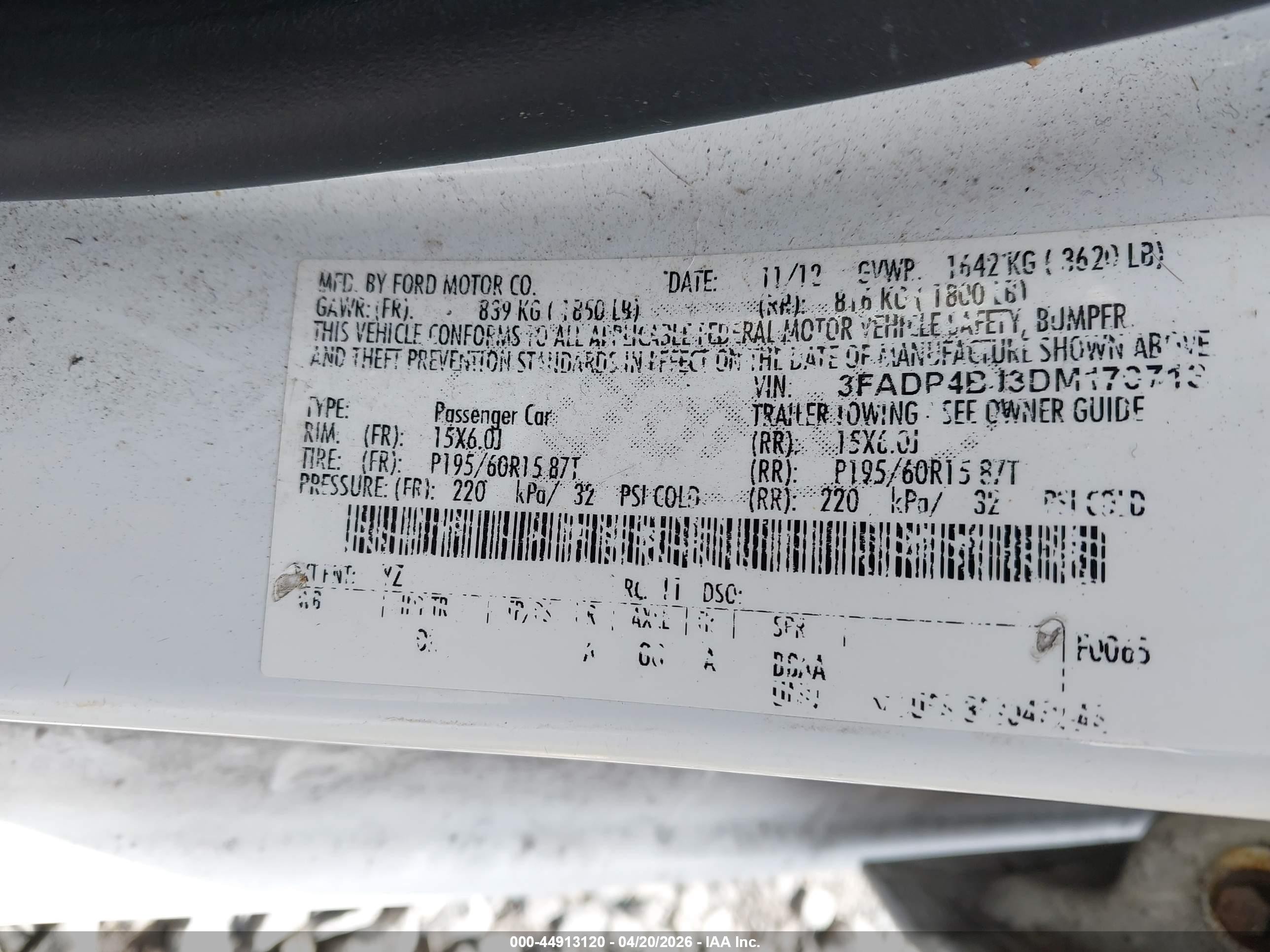 2013 Ford Fiesta Se White vin: 3FADP4BJ3DM170713