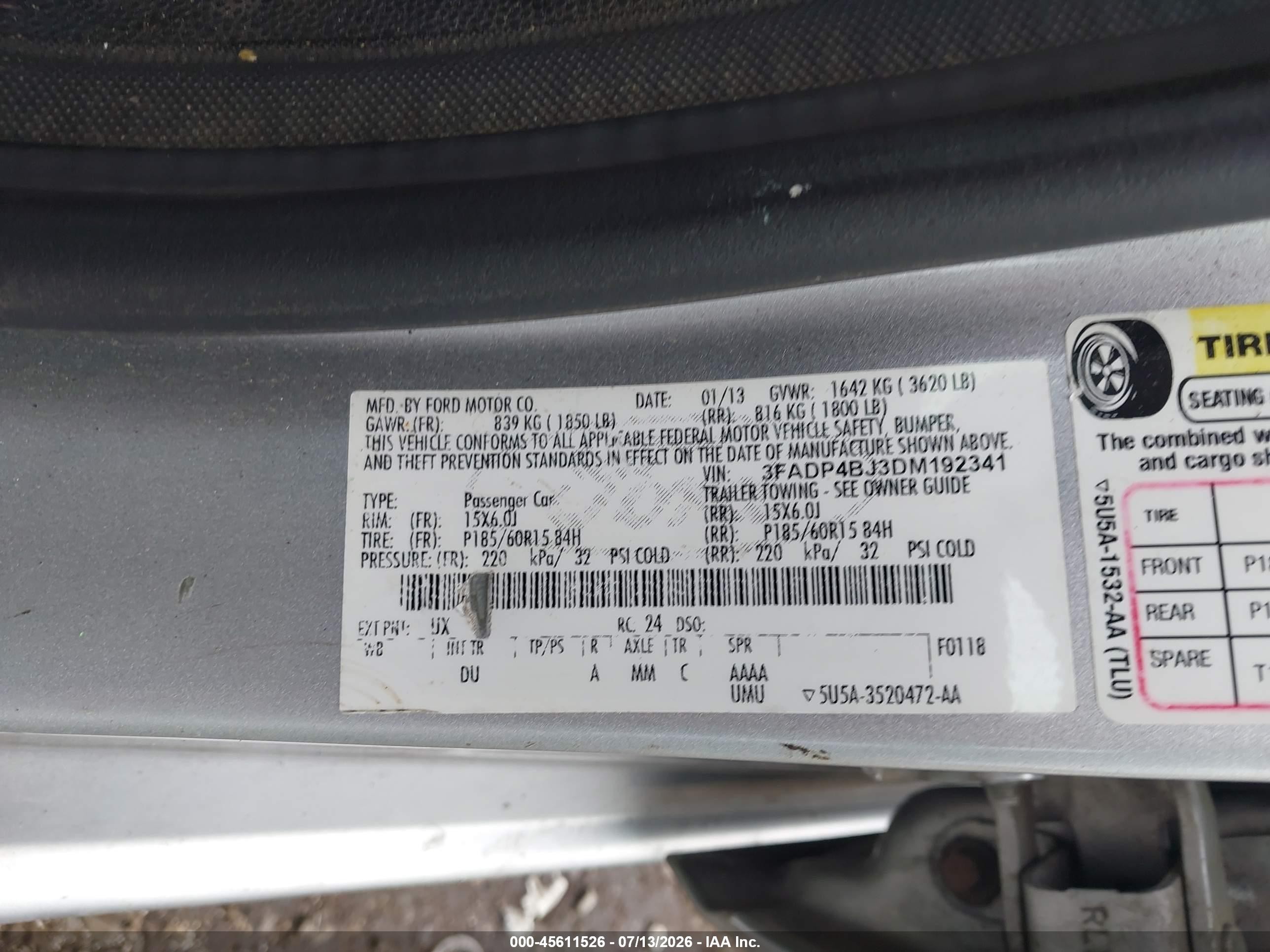 2013 Ford Fiesta Se Silver vin: 3FADP4BJ3DM192341