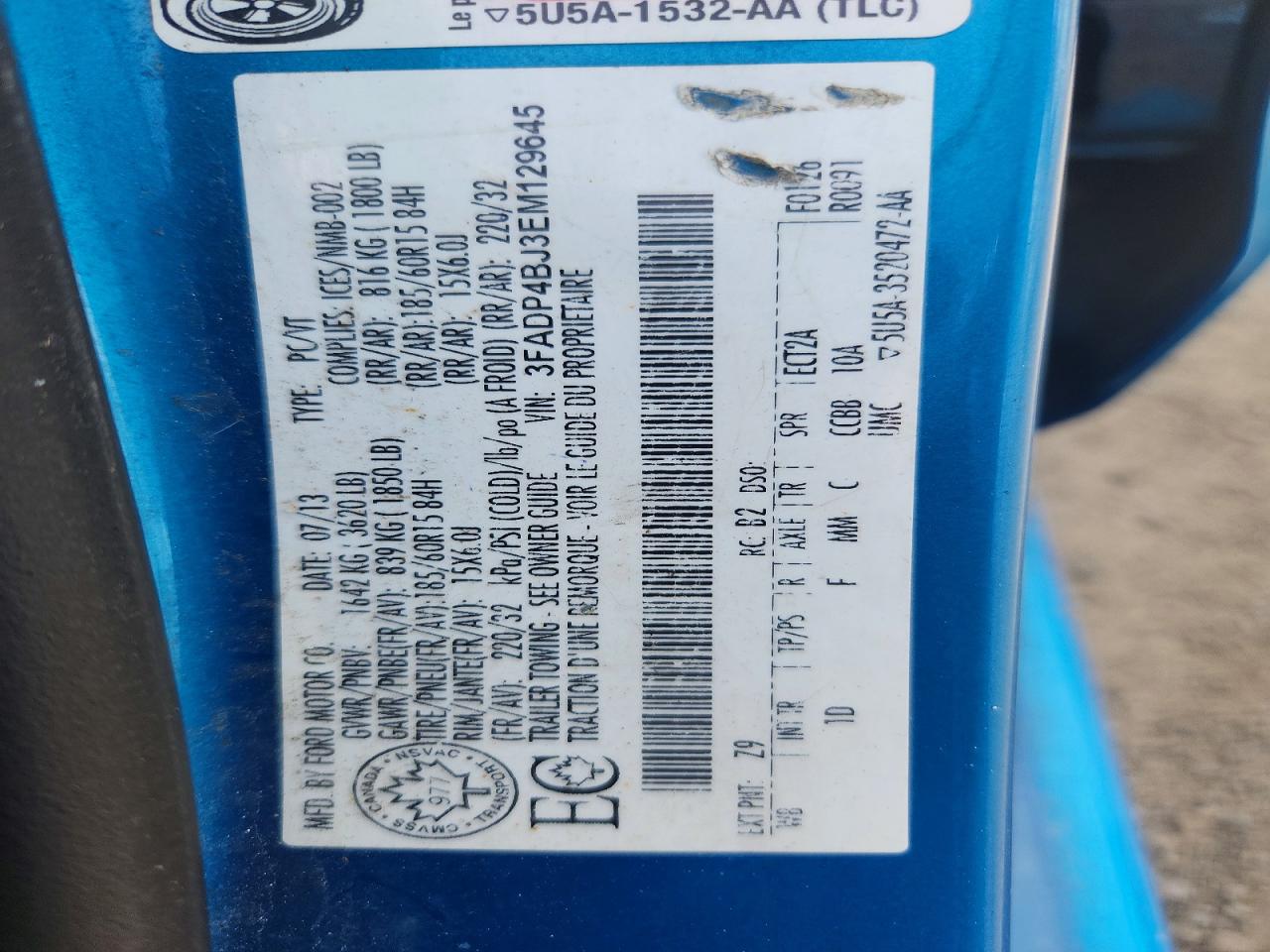2014 Ford Fiesta Se Blue vin: 3FADP4BJ3EM129645