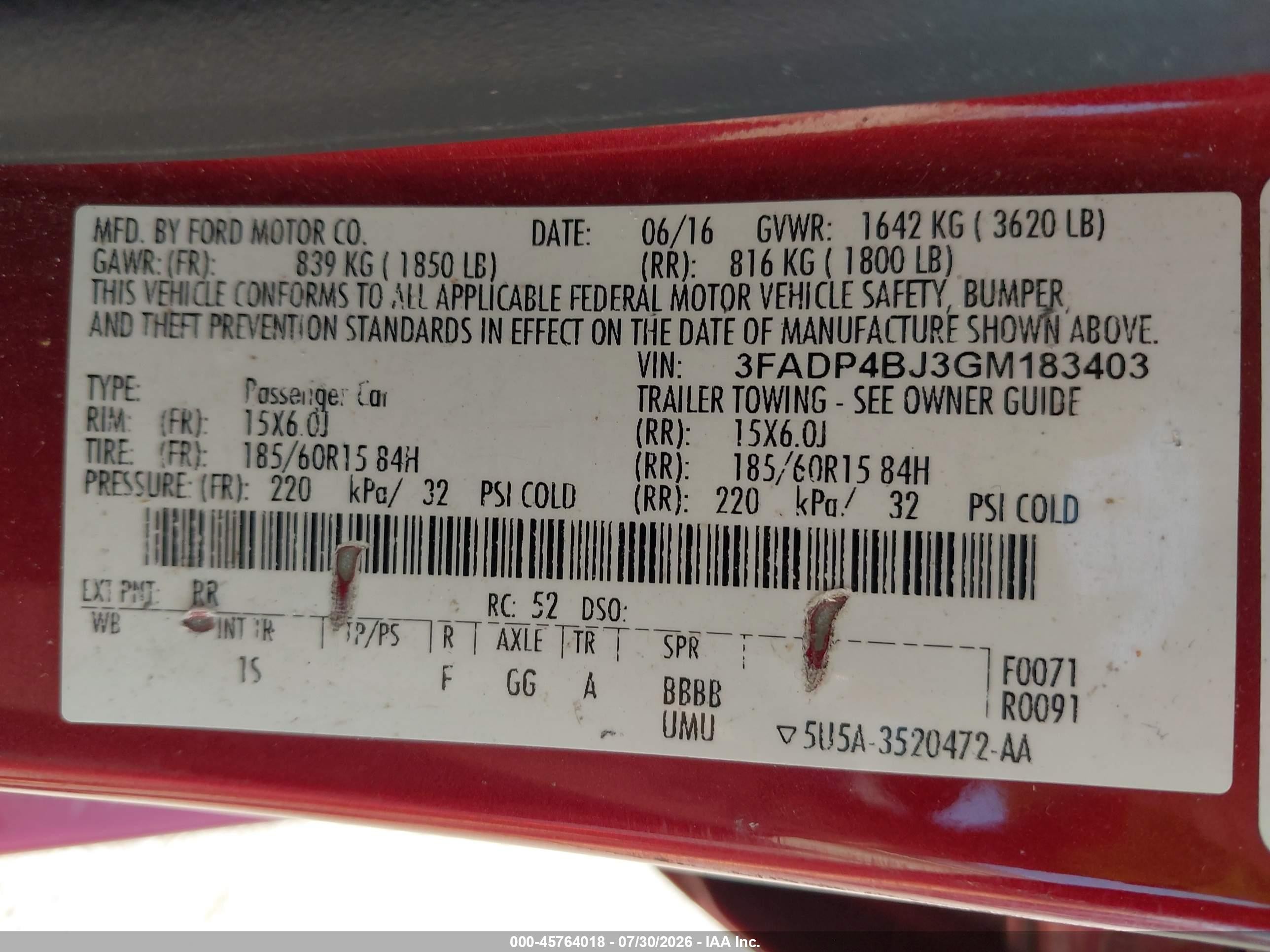 2016 Ford Fiesta Se Red vin: 3FADP4BJ3GM183403