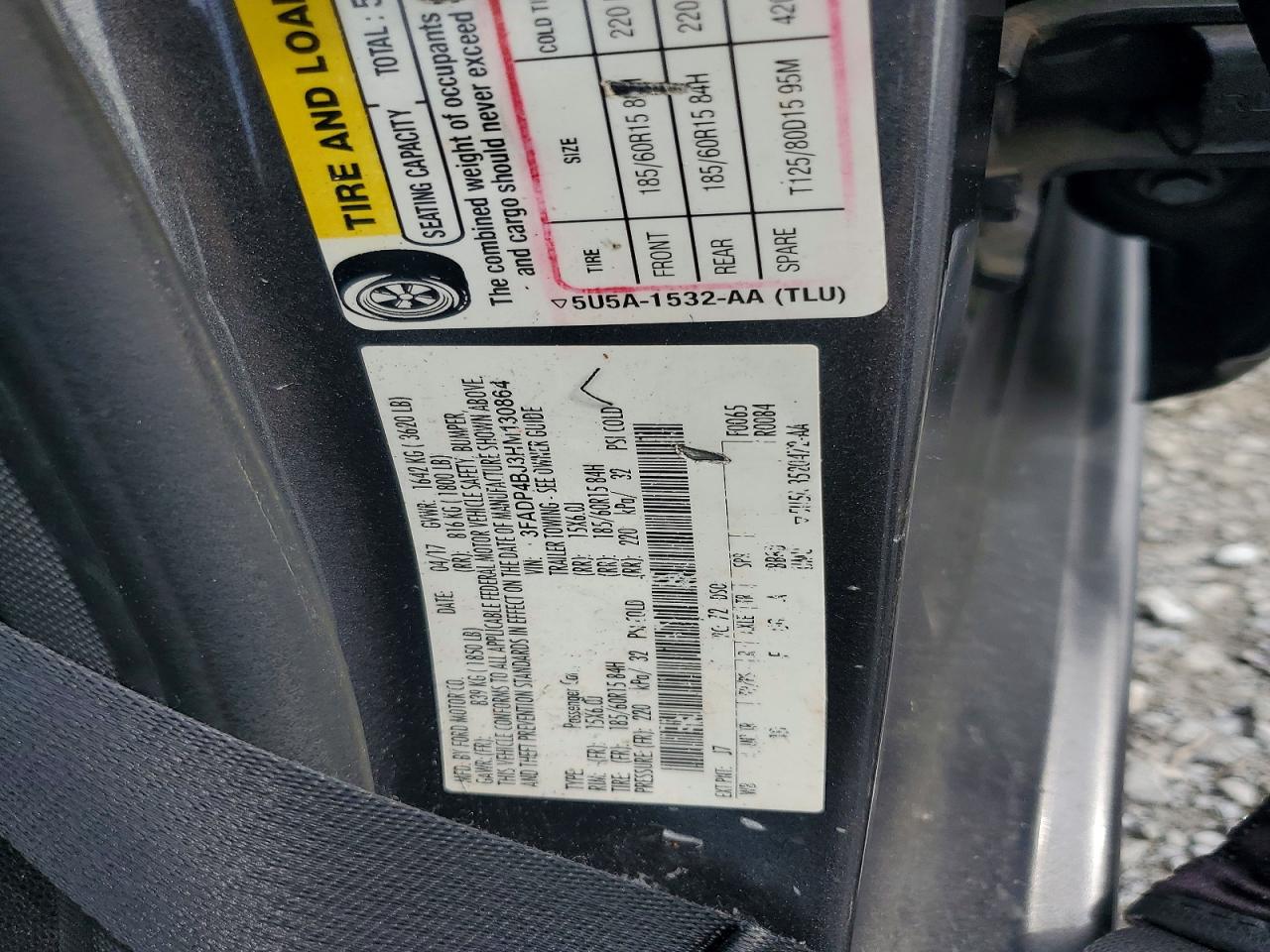 2017 Ford Fiesta Se Charcoal vin: 3FADP4BJ3HM130864