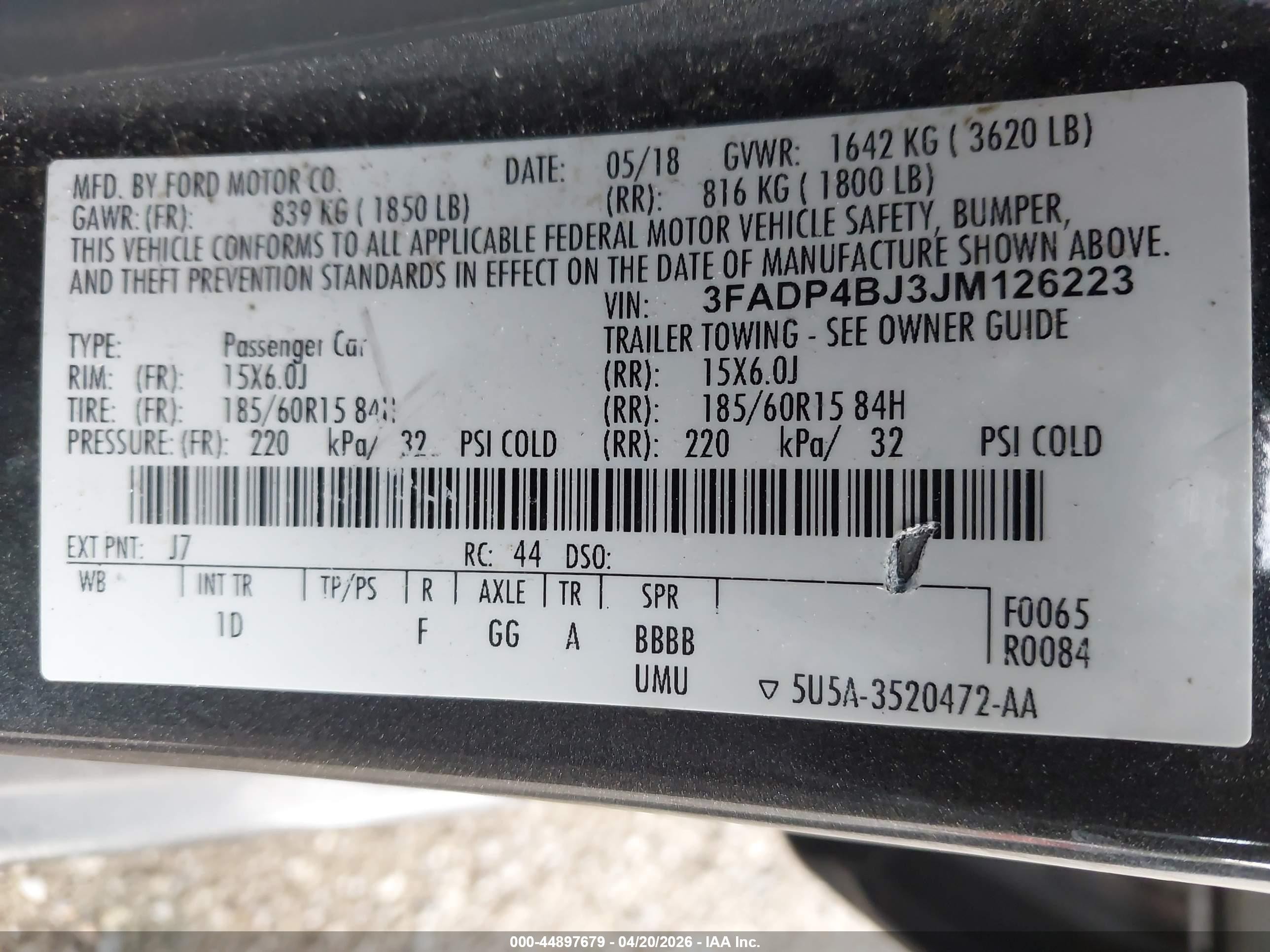 2018 Ford Fiesta Se Gray vin: 3FADP4BJ3JM126223