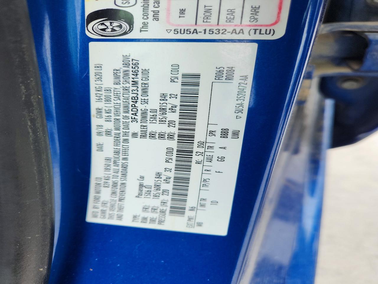 2018 Ford Fiesta Se Blue vin: 3FADP4BJ3JM146567