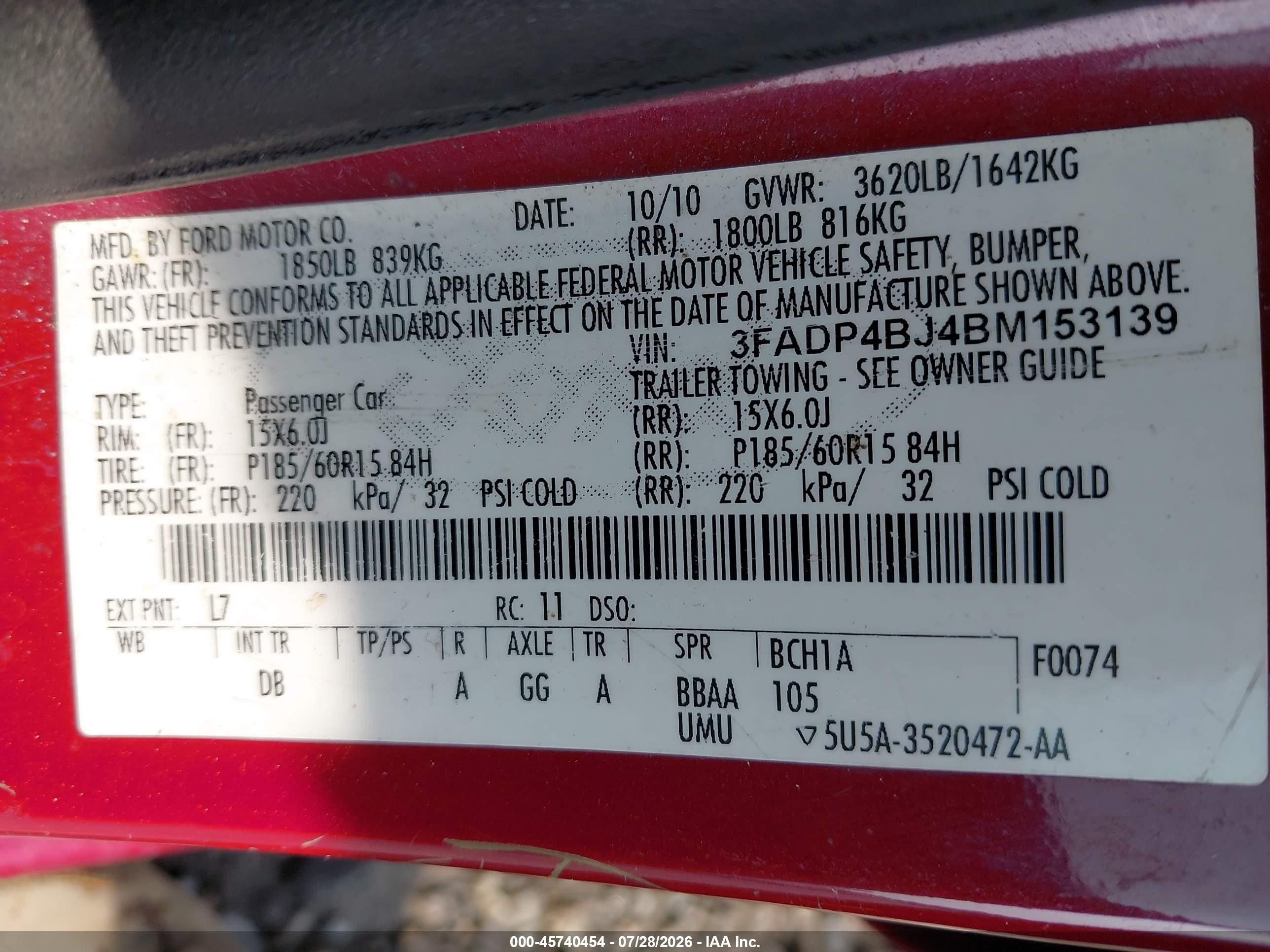 2011 Ford Fiesta Se Красный vin: 3FADP4BJ4BM153139
