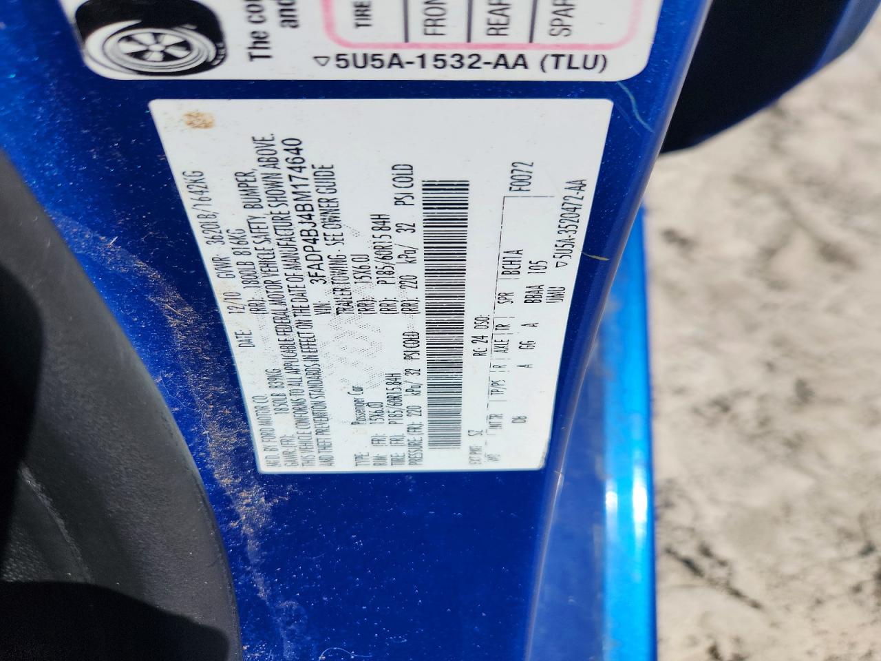 2011 Ford Fiesta Se Blue vin: 3FADP4BJ4BM174640