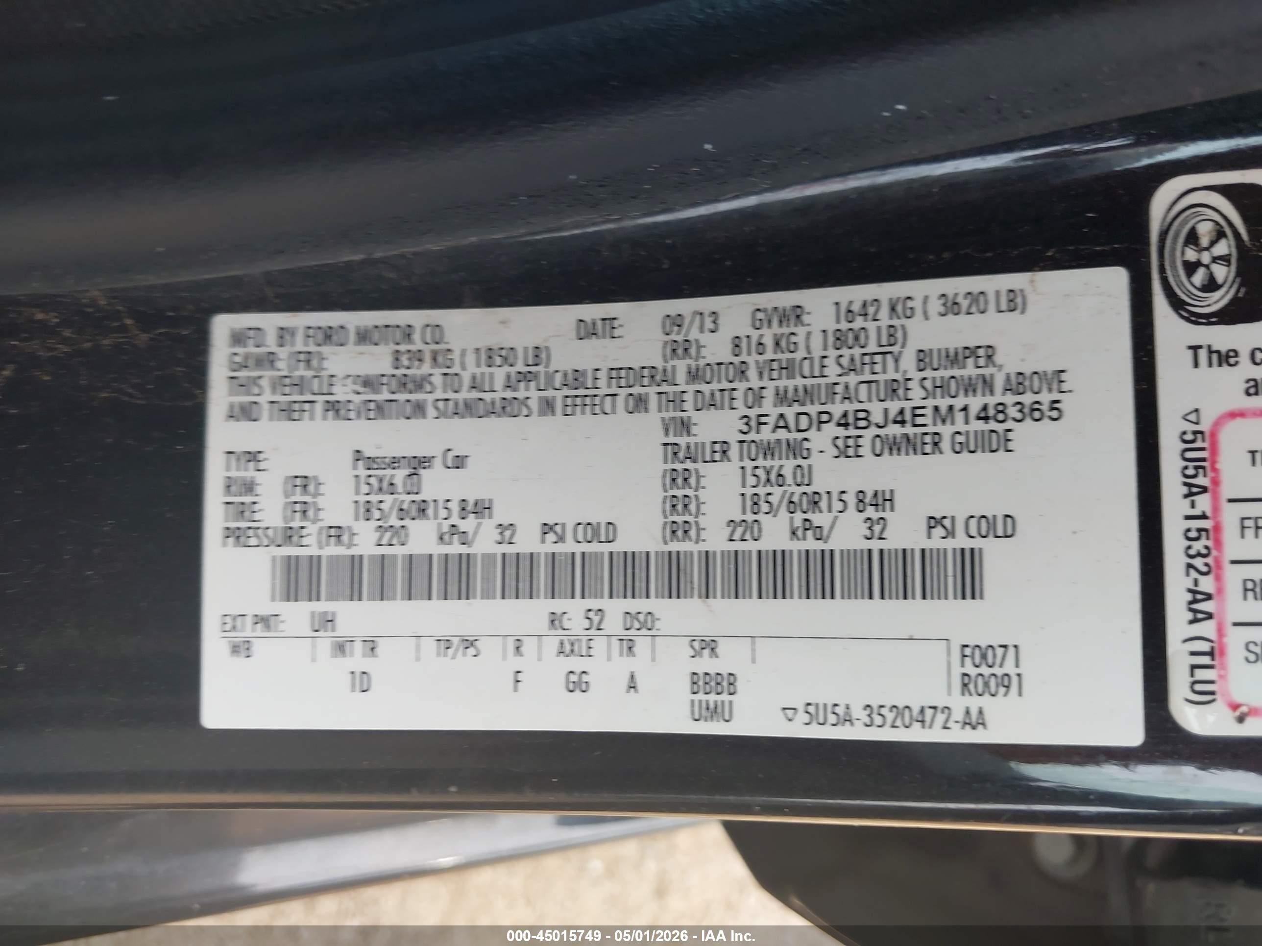 2014 Ford Fiesta Se Черный vin: 3FADP4BJ4EM148365