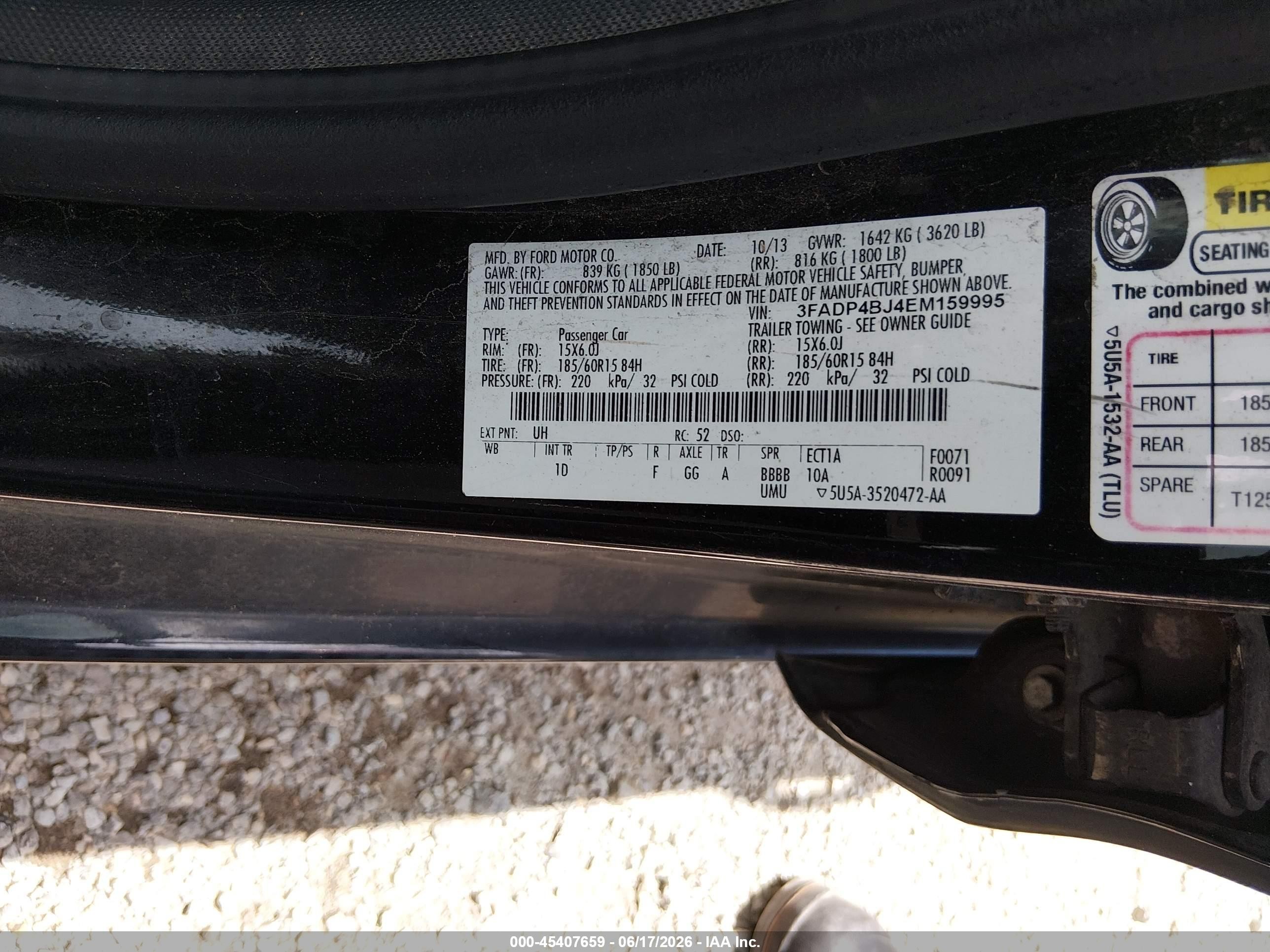2014 Ford Fiesta Se Black vin: 3FADP4BJ4EM159995