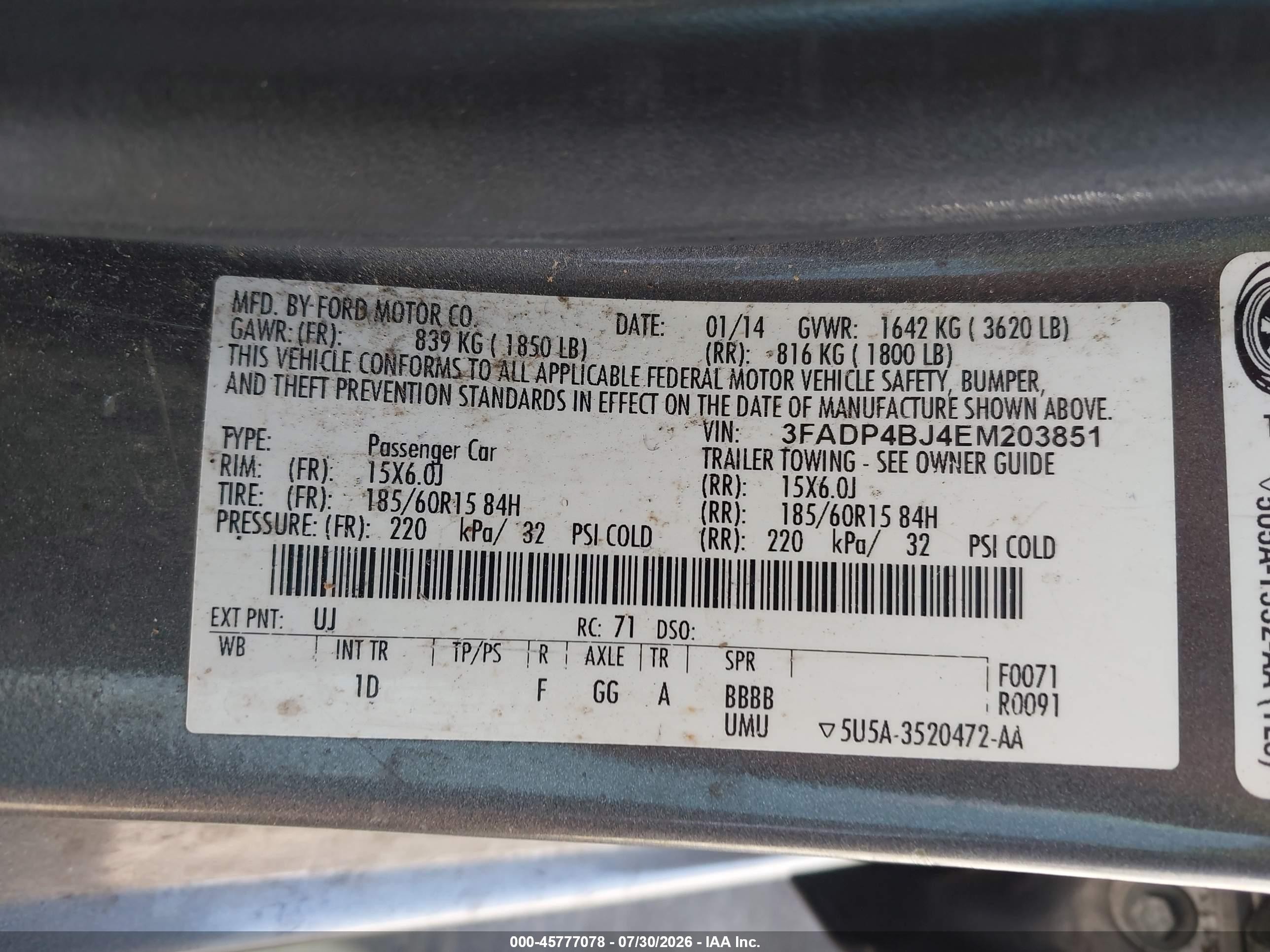 2014 Ford Fiesta Se Gray vin: 3FADP4BJ4EM203851