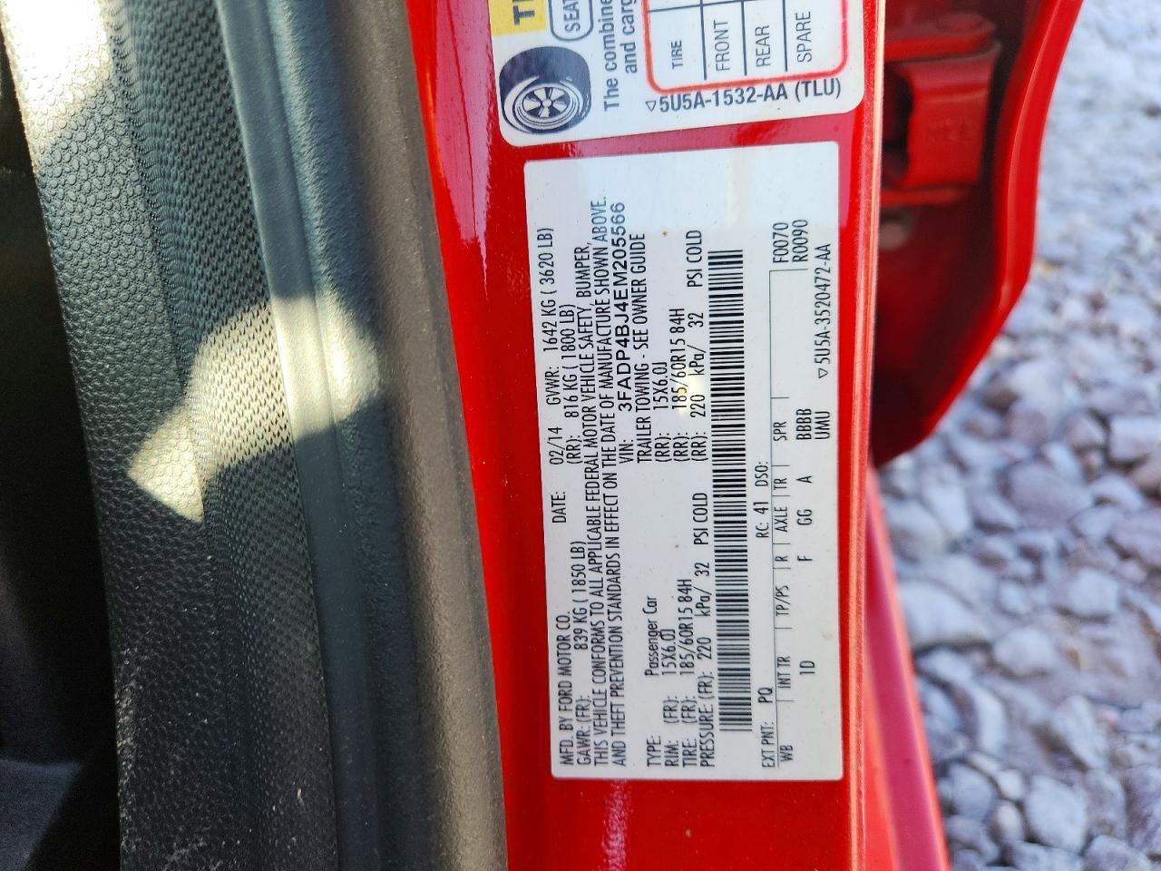 2014 Ford Fiesta Se Red vin: 3FADP4BJ4EM205566