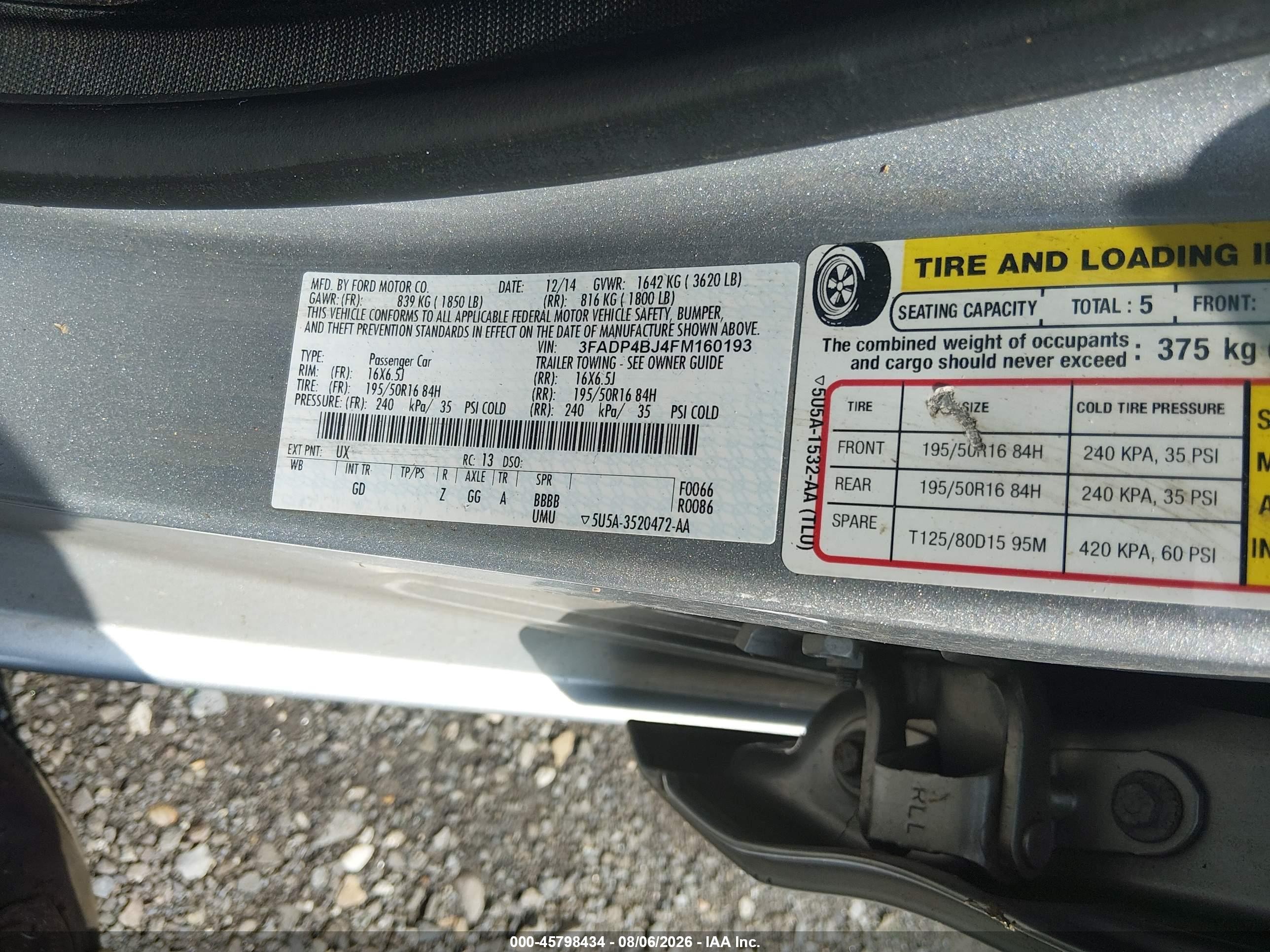 2015 Ford Fiesta Se Silver vin: 3FADP4BJ4FM160193