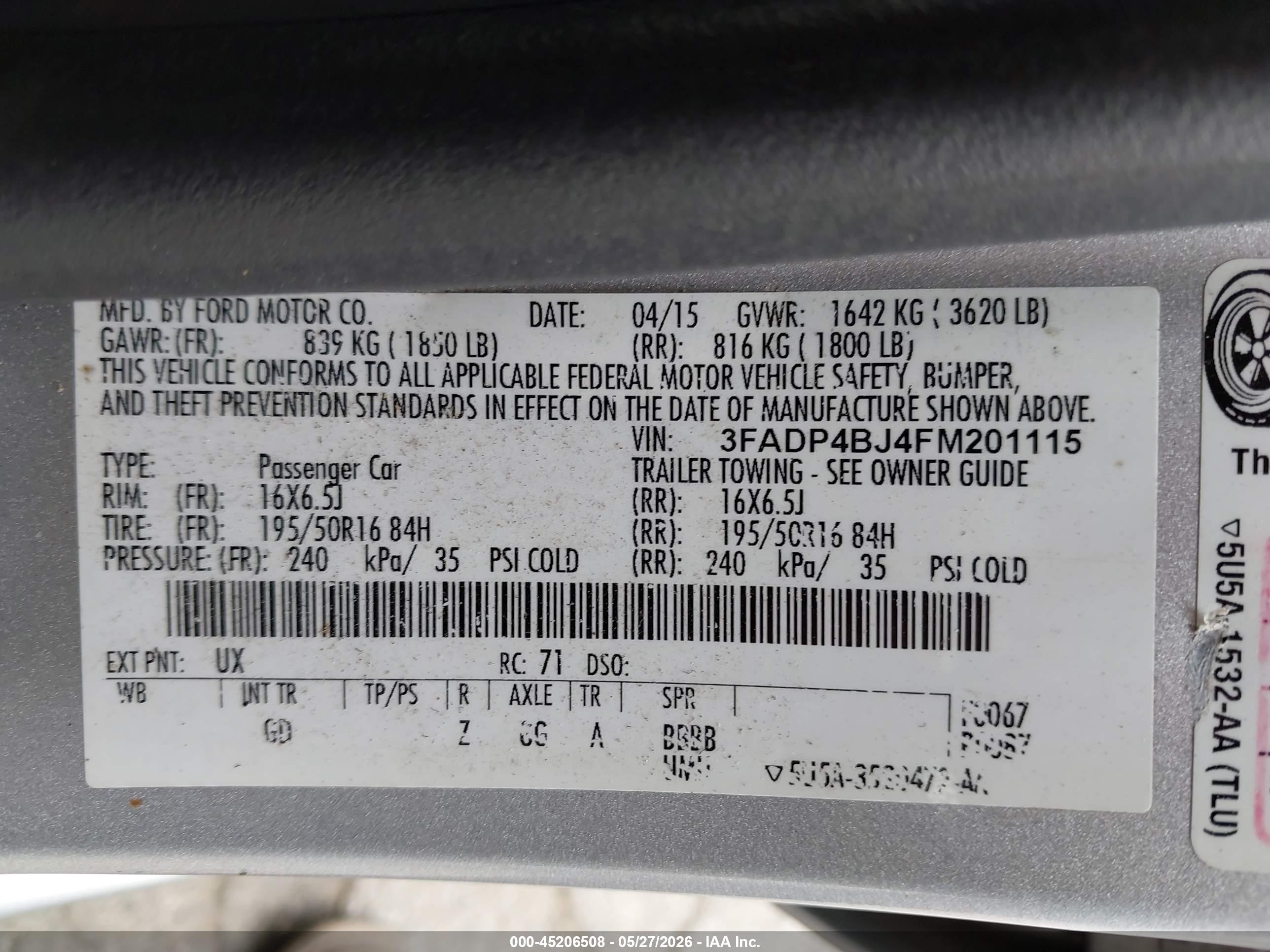 2015 Ford Fiesta Se Silver vin: 3FADP4BJ4FM201115