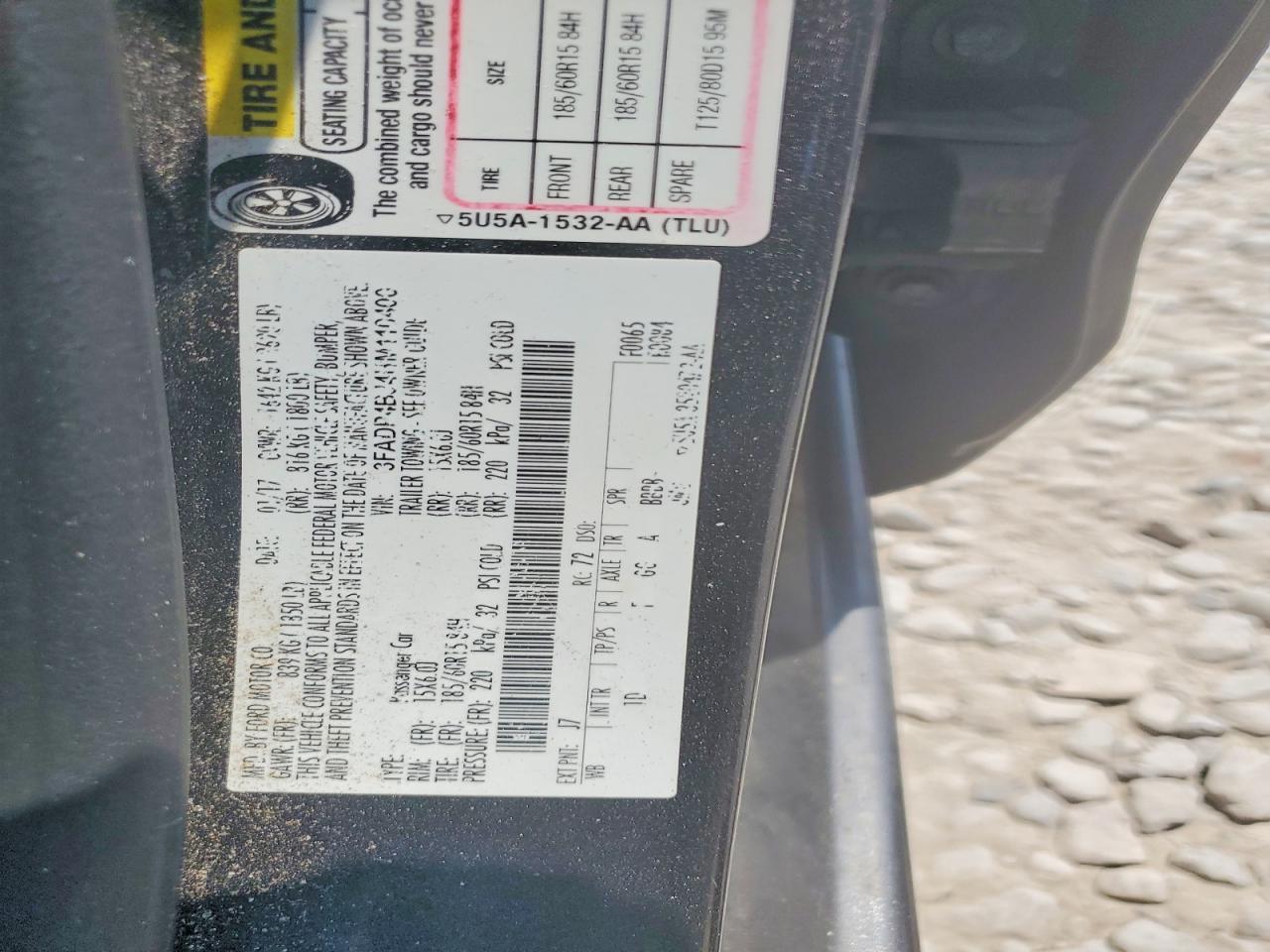 2017 Ford Fiesta Se Charcoal vin: 3FADP4BJ4HM110400