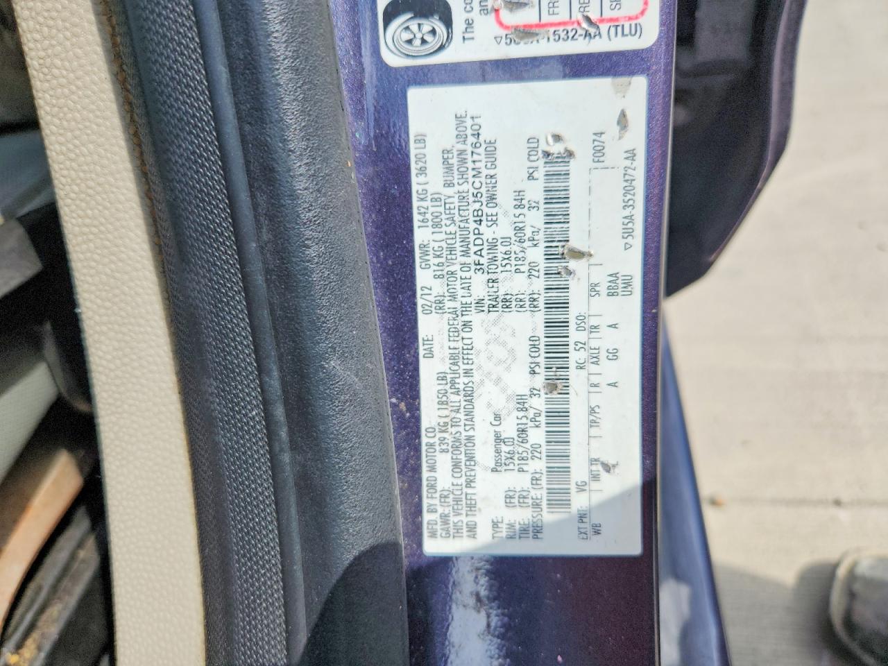 2012 Ford Fiesta Se Blue vin: 3FADP4BJ5CM176401