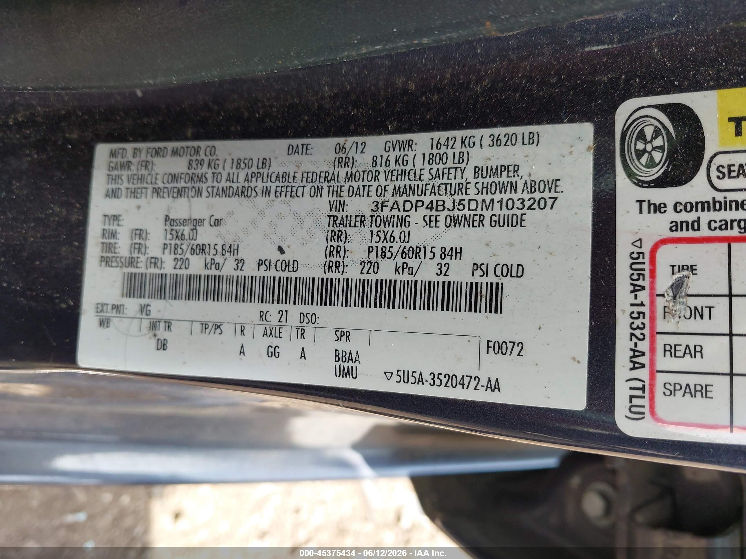 2013 Ford Fiesta Se Dark Brown vin: 3FADP4BJ5DM103207
