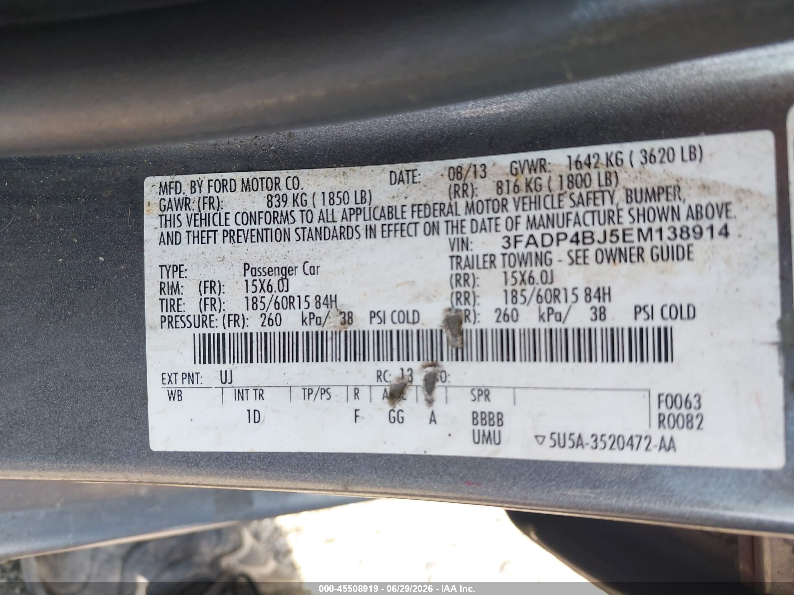 2014 Ford Fiesta Se Gray vin: 3FADP4BJ5EM138914