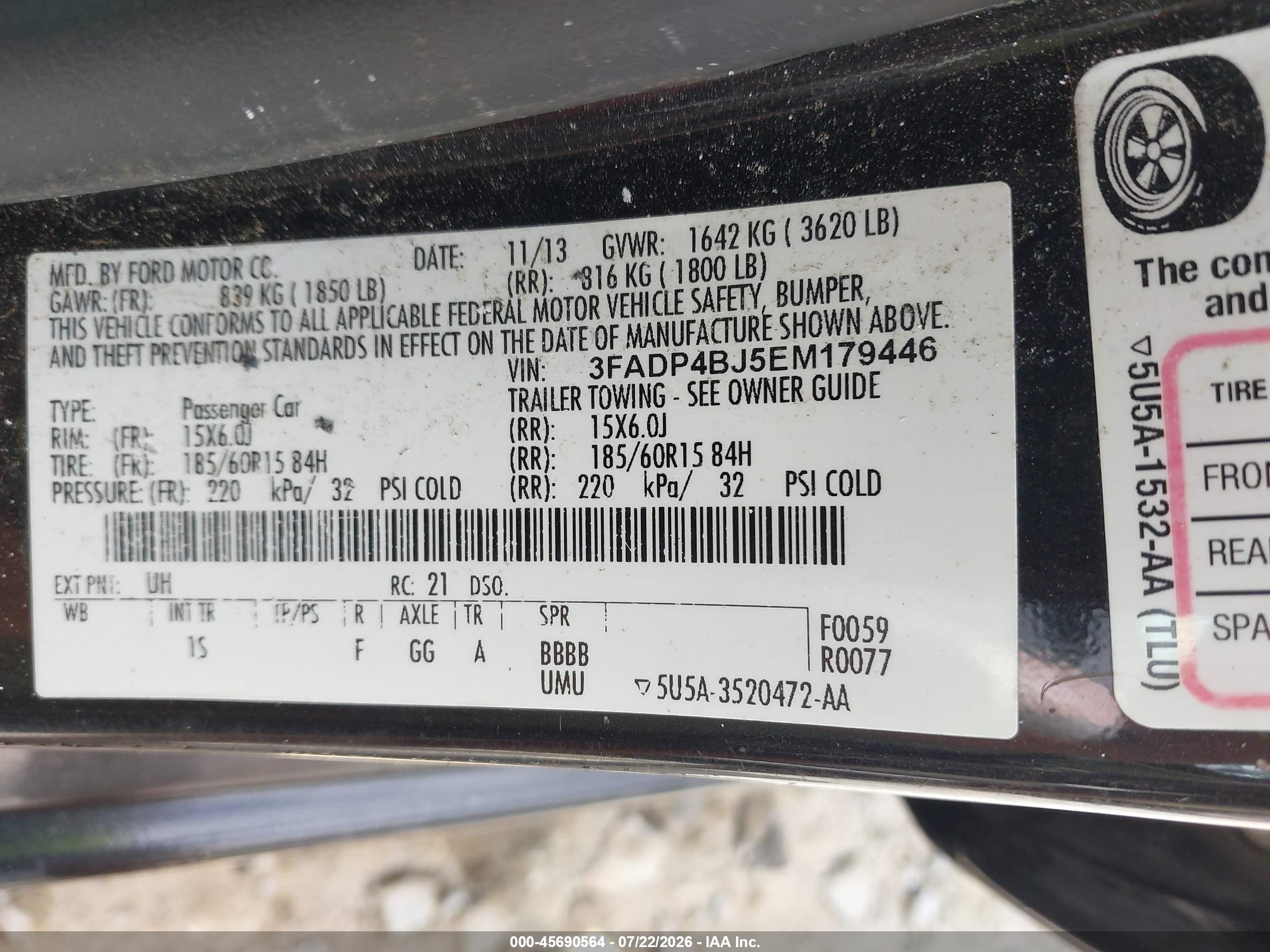 2014 Ford Fiesta Se Black vin: 3FADP4BJ5EM179446