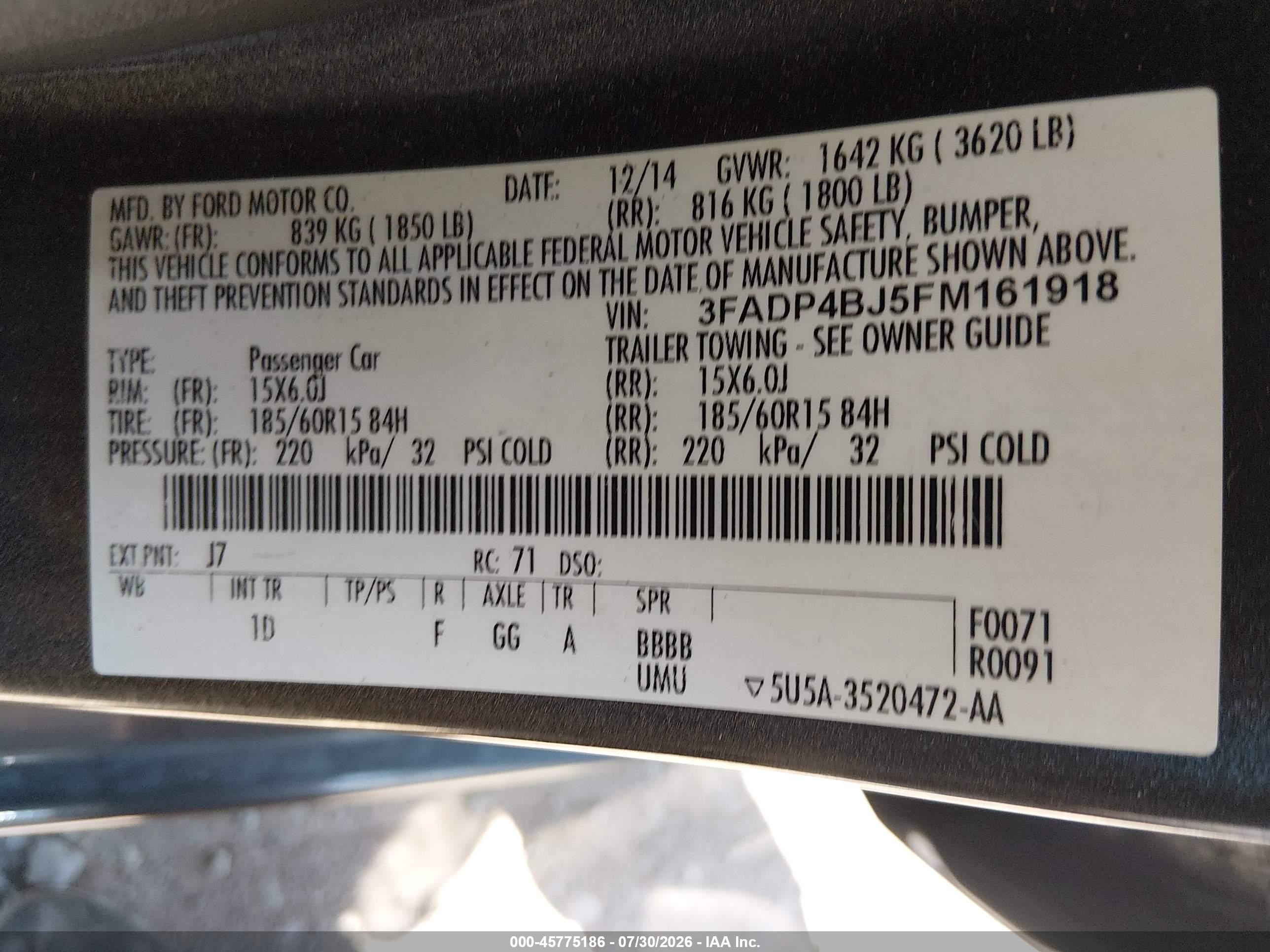 2015 Ford Fiesta Se Gray vin: 3FADP4BJ5FM161918