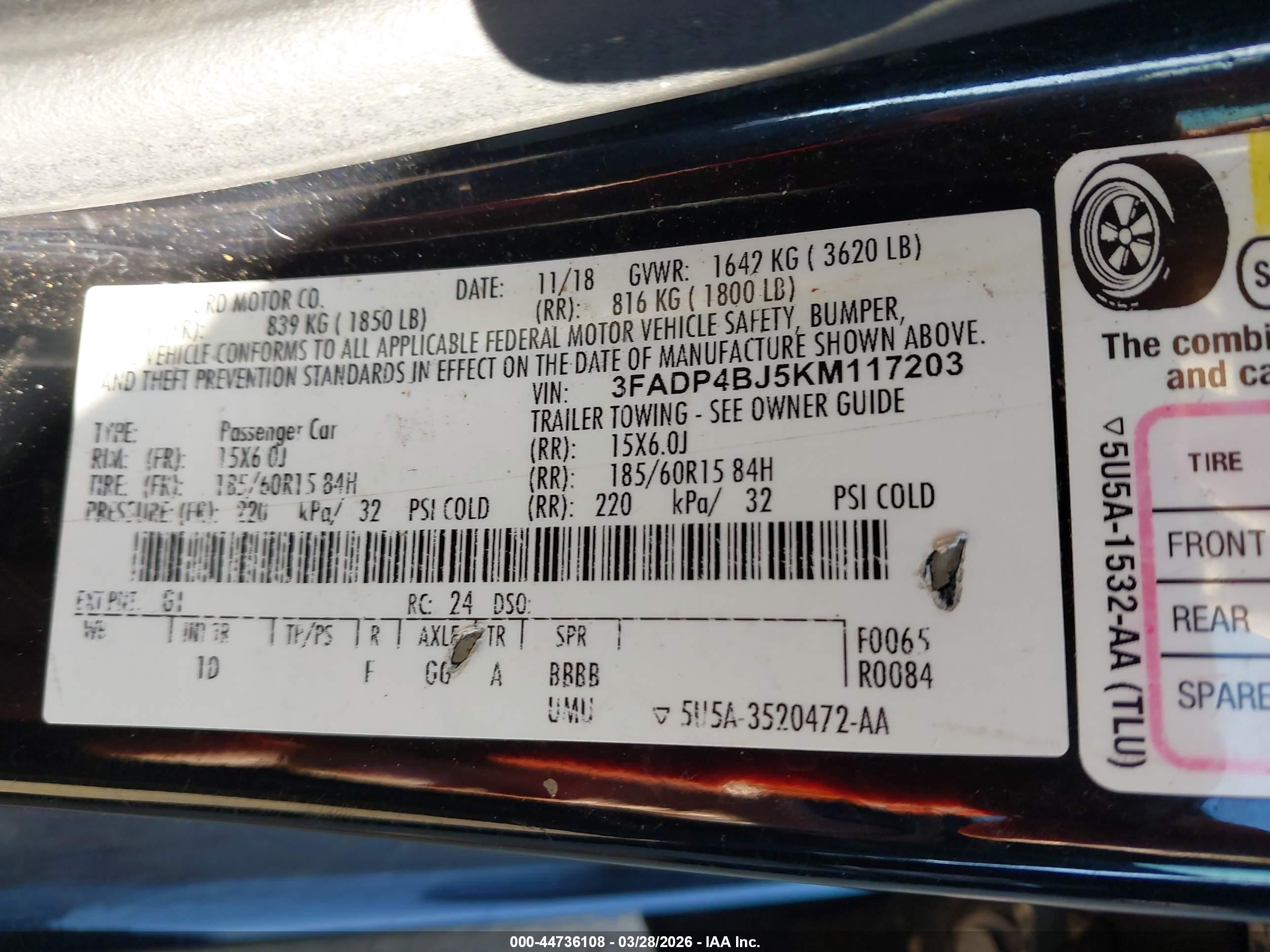 2019 Ford Fiesta Se Black vin: 3FADP4BJ5KM117203