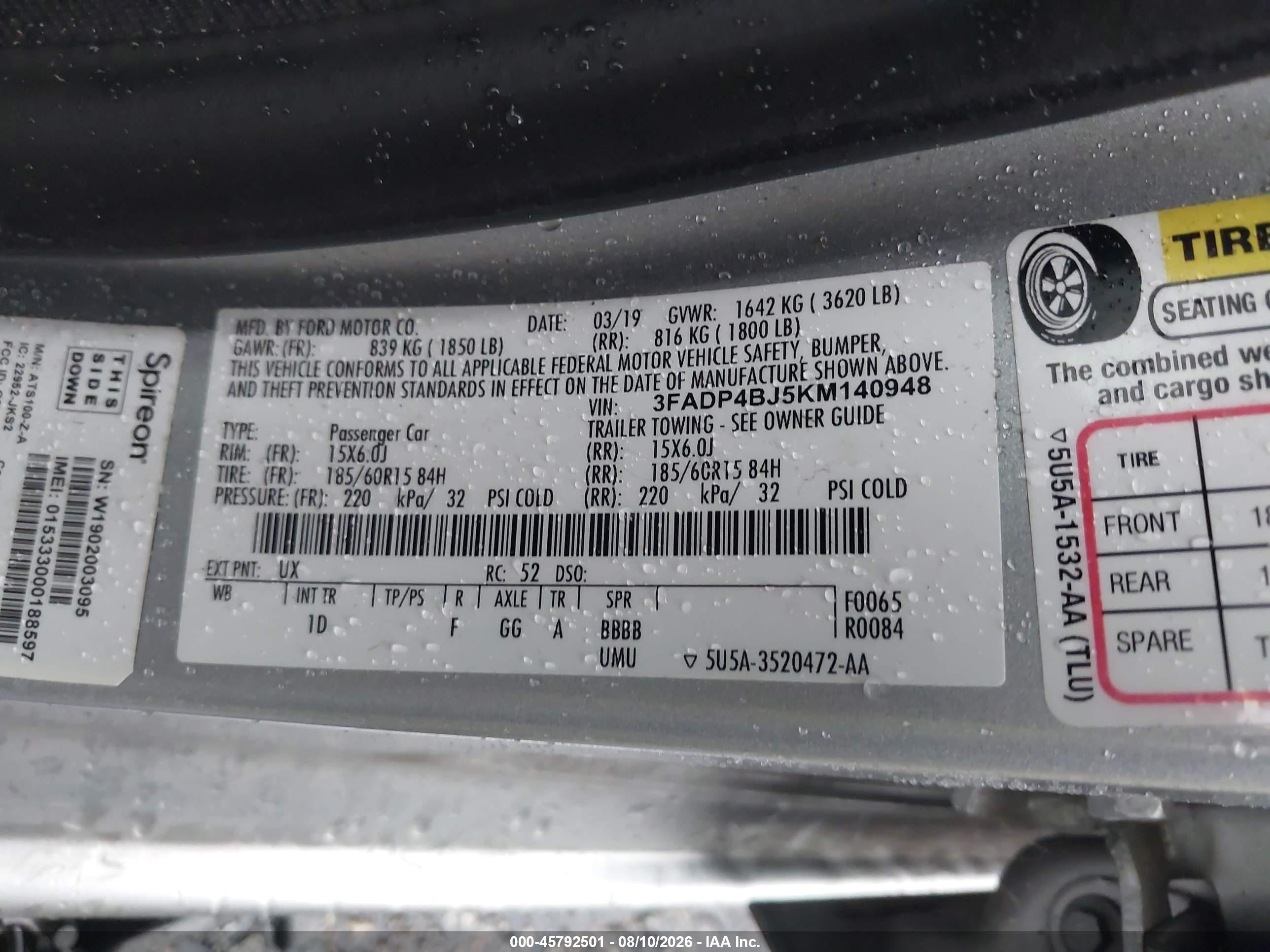 2019 Ford Fiesta Se Silver vin: 3FADP4BJ5KM140948