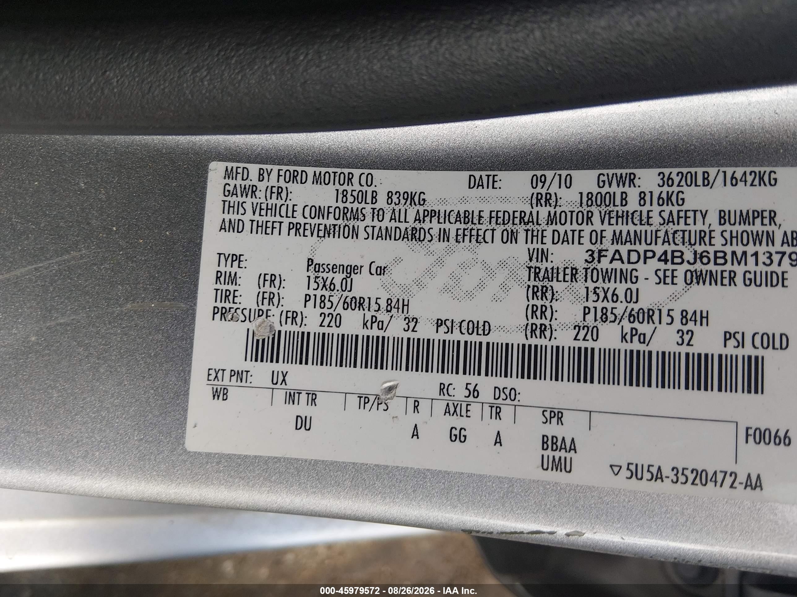 2011 Ford Fiesta Se Silver vin: 3FADP4BJ6BM137945