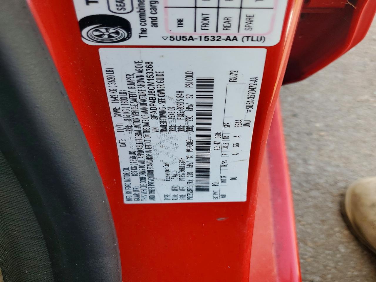 2012 Ford Fiesta Se Red vin: 3FADP4BJ6CM153368