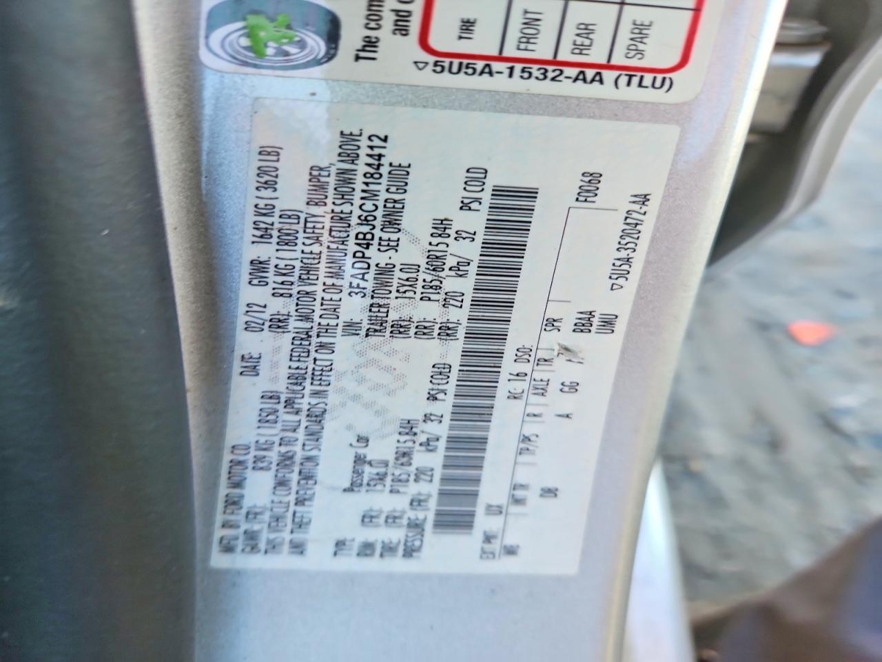 2012 Ford Fiesta Se Silver vin: 3FADP4BJ6CM184412