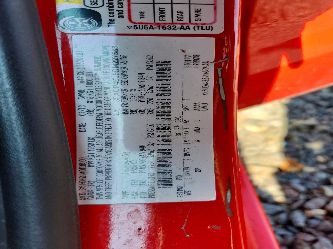 2013 Ford Fiesta Se Red vin: 3FADP4BJ6DM227583