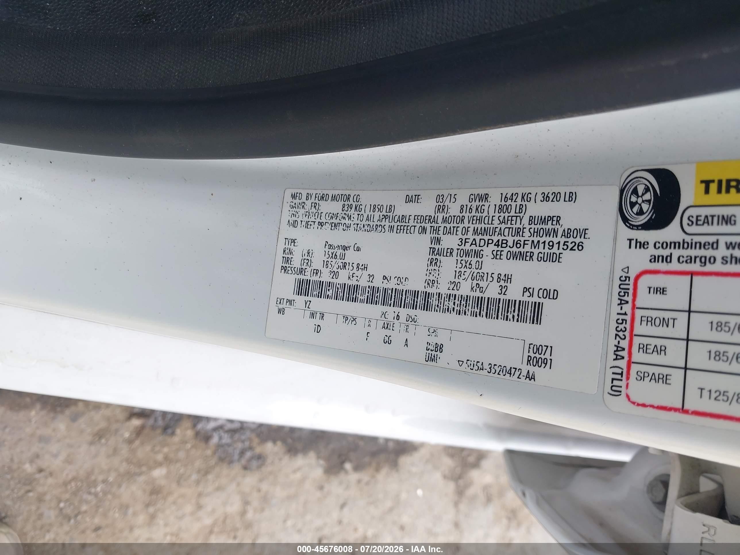 2015 Ford Fiesta Se Белый vin: 3FADP4BJ6FM191526