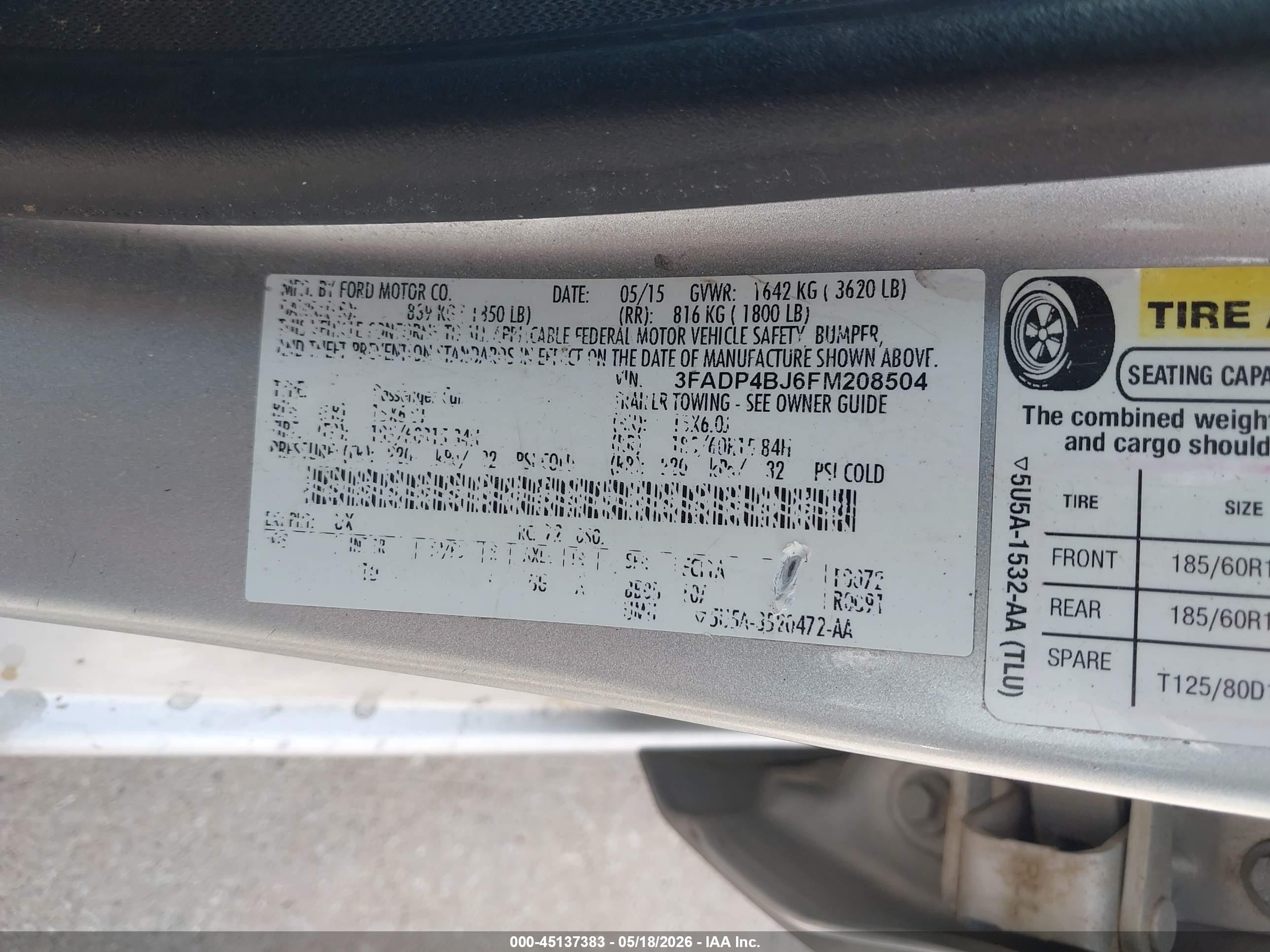 2015 Ford Fiesta Se Silver vin: 3FADP4BJ6FM208504