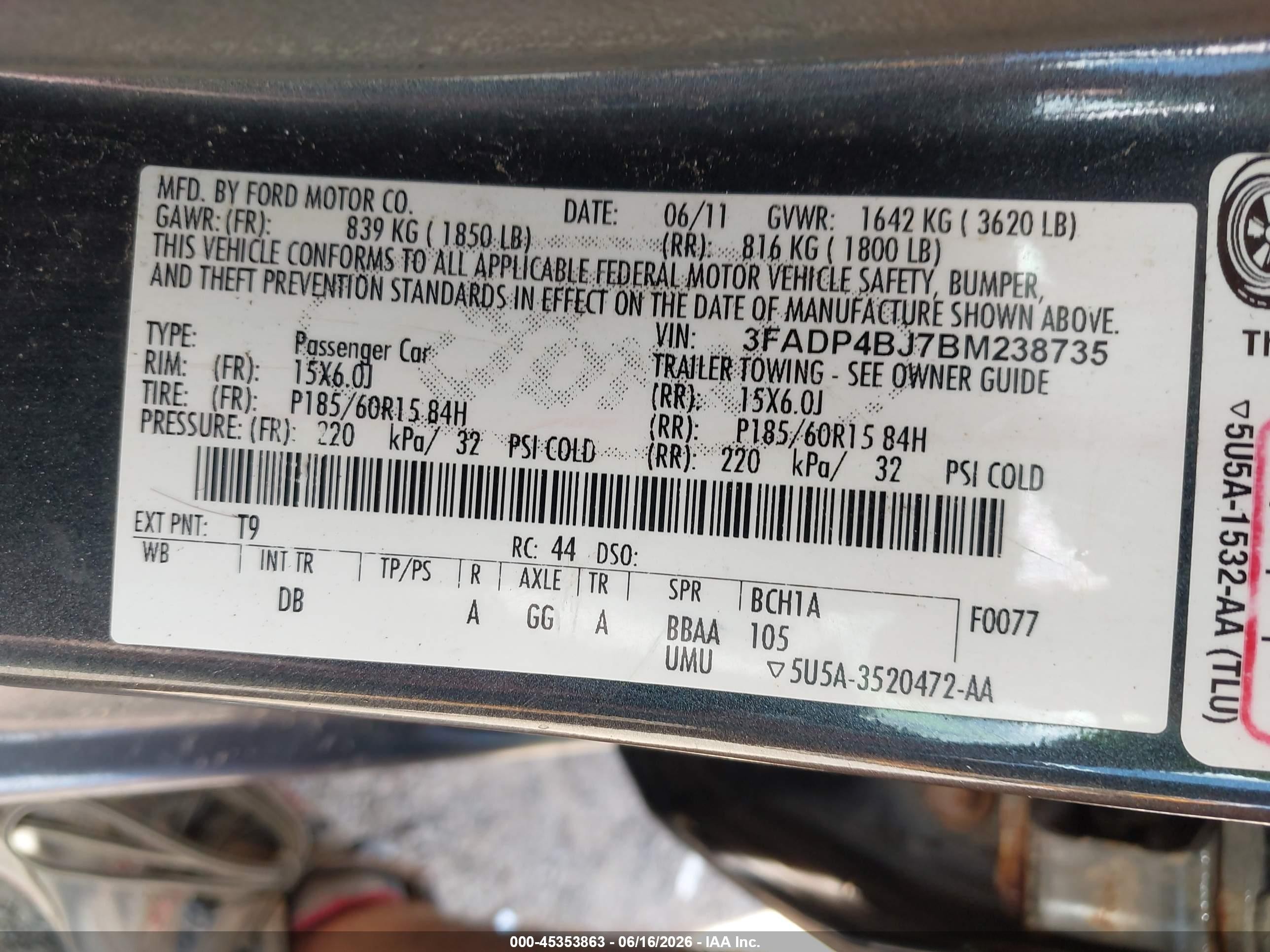 2011 Ford Fiesta Se Gray vin: 3FADP4BJ7BM238735