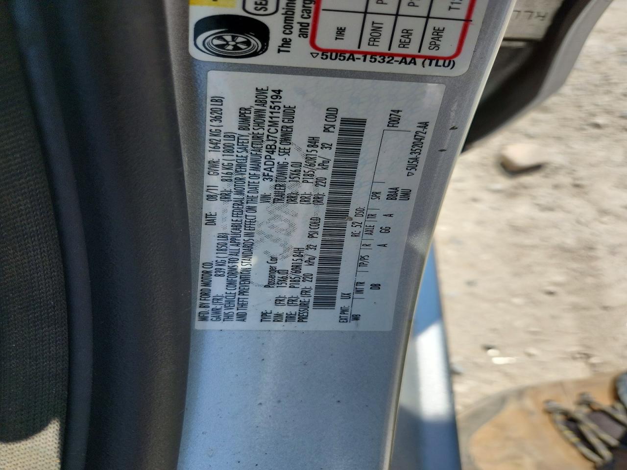 2012 Ford Fiesta Se Silver vin: 3FADP4BJ7CM115194